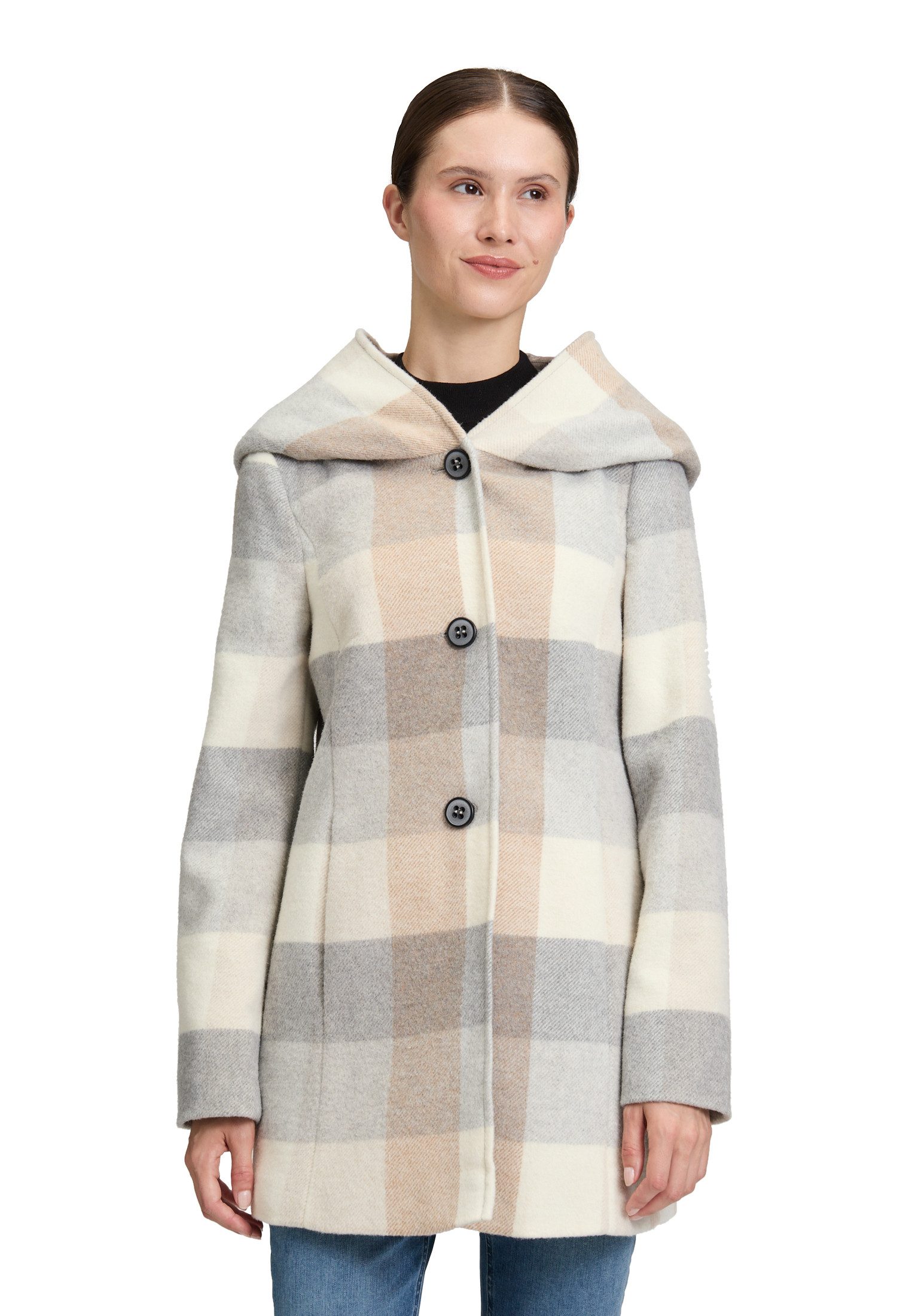 Amber & June Kurzjacke Damen Kurzmantel mit Kapuze günstig online kaufen