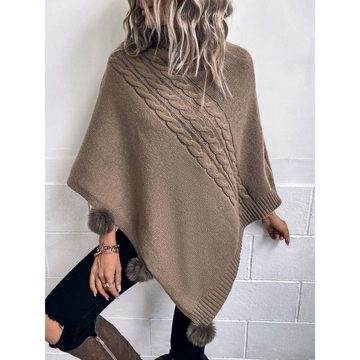 Vivi Idee Strickponcho Damen Strickponcho mit Kragen, Winter warme Schal Pullover angenehm weich und elastisch, Einheitsgröße