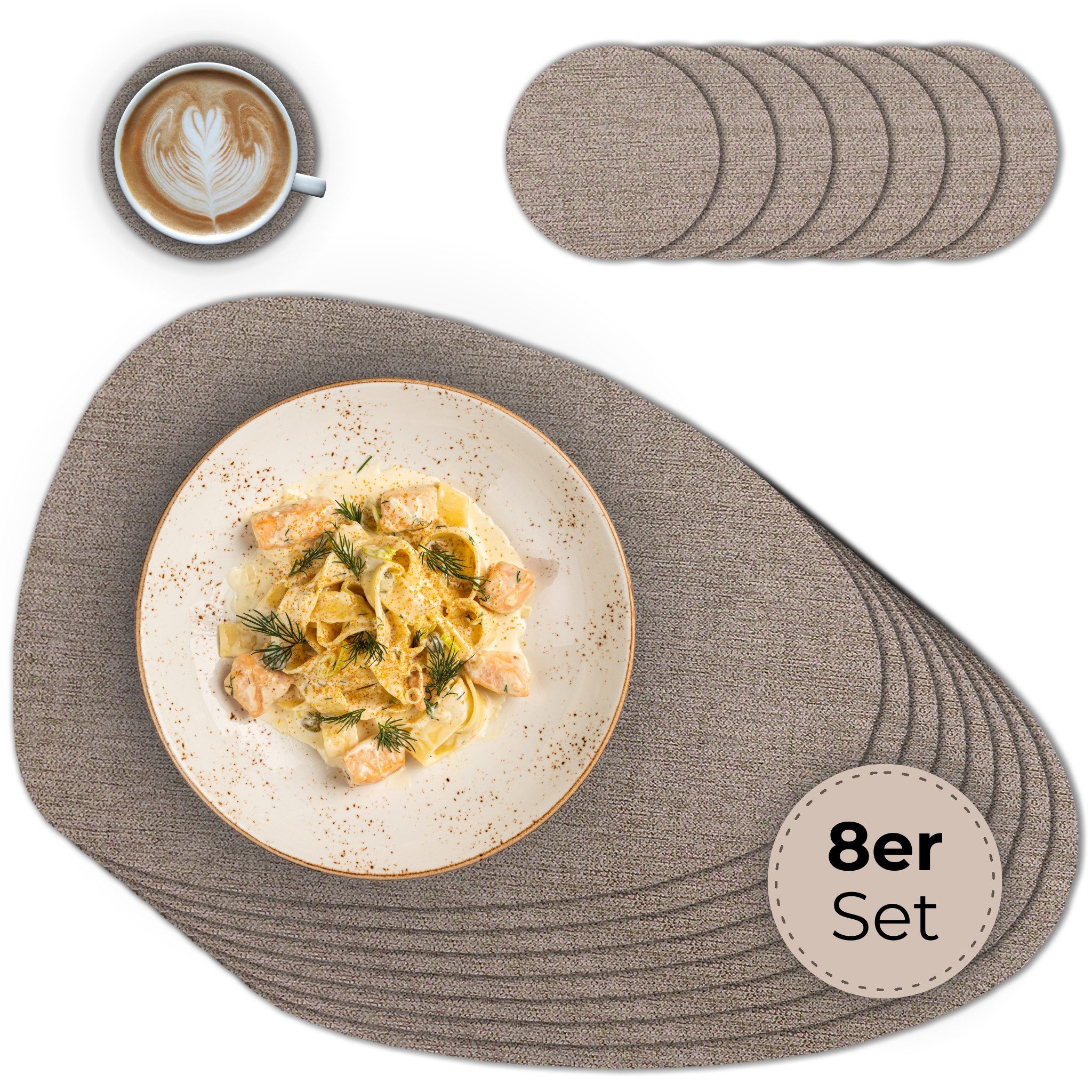 matches21 HOME & HOBBY Platzset Ovales Tischset mit Glasuntersetzer, 8er Se günstig online kaufen