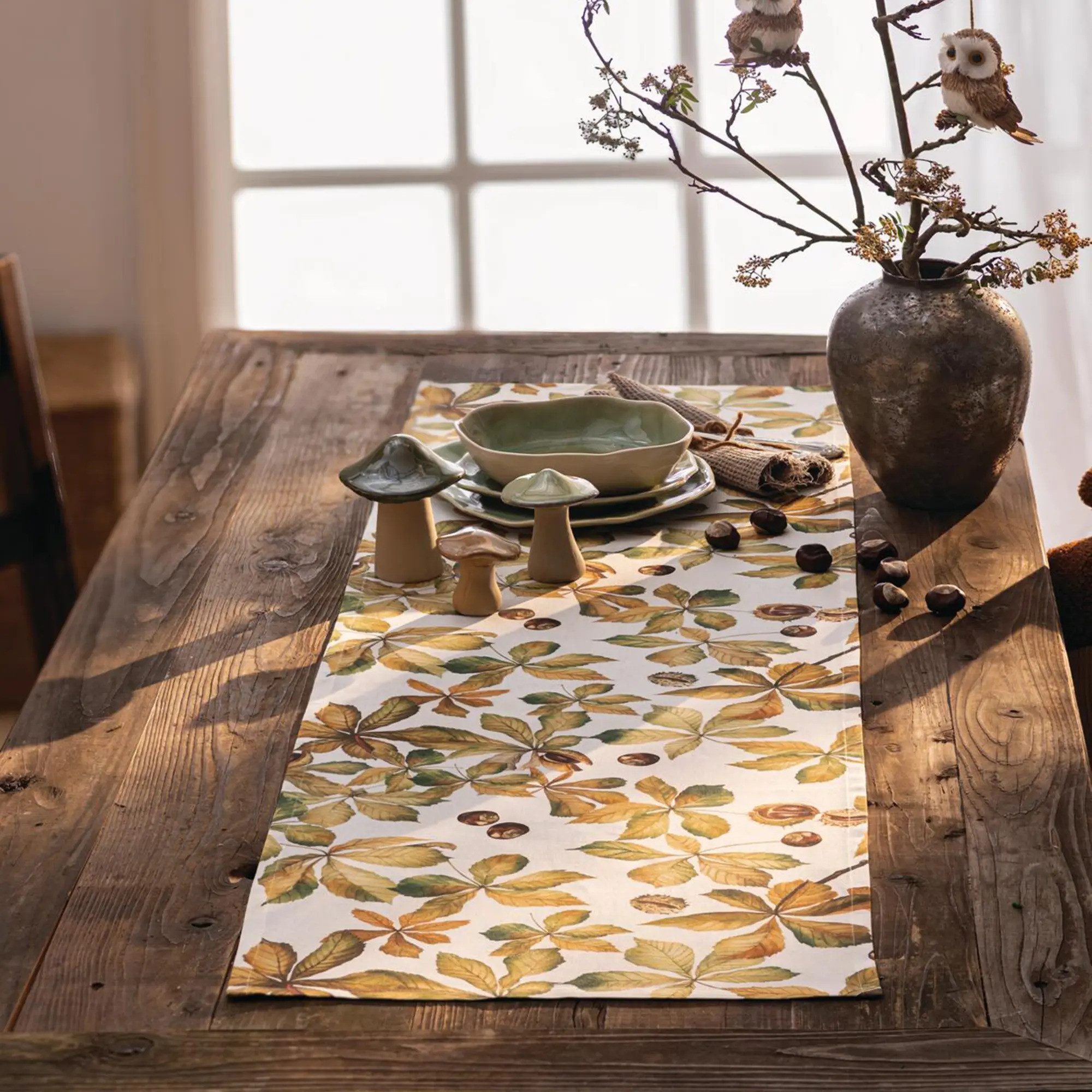 Home-trends24.de Tischläufer Kastanie Blätter Tischläufer Tischdecke Tisch Herbst Deko – Bild 2 von 5