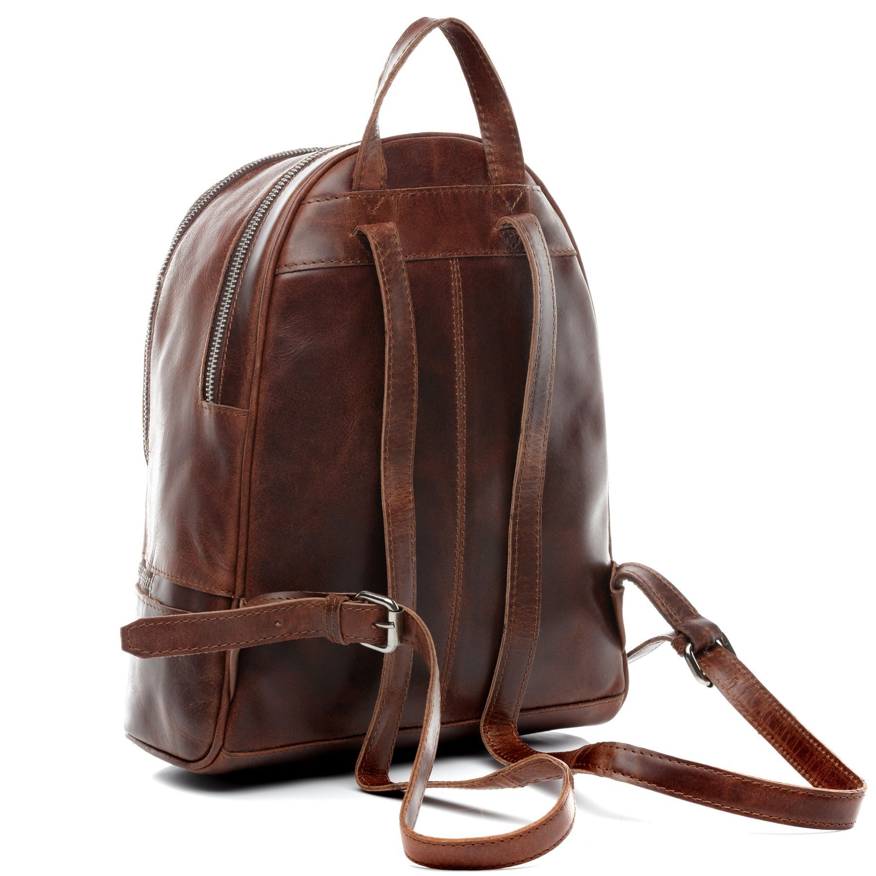 BACCINI Rucksack echt Leder Rucksack groß Ledertasche braun DINA, Cityrucksack Echtleder, Daypack, Leder-Rucksack Damen Braun-cognac