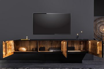 riess-ambiente Lowboard GOLDEN SUNSET 160cm schwarz / gold (Einzelartikel, 1 St), Massivholz · 3D Front · hängend · handmade · TV-Schrank · Design