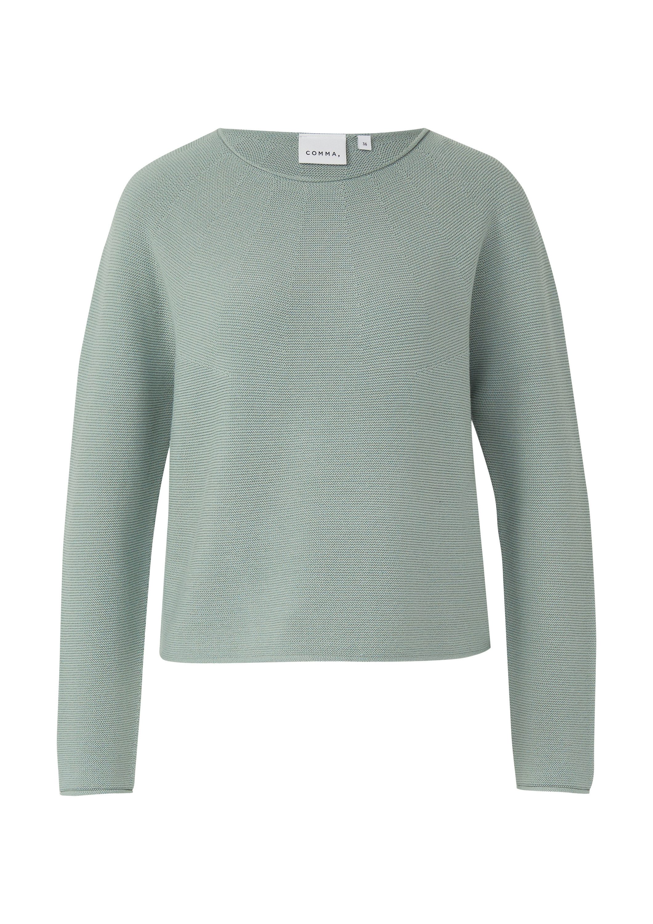 comma Longpullover Strickpullover Strukturierter Strickpullover mit Rollsaum