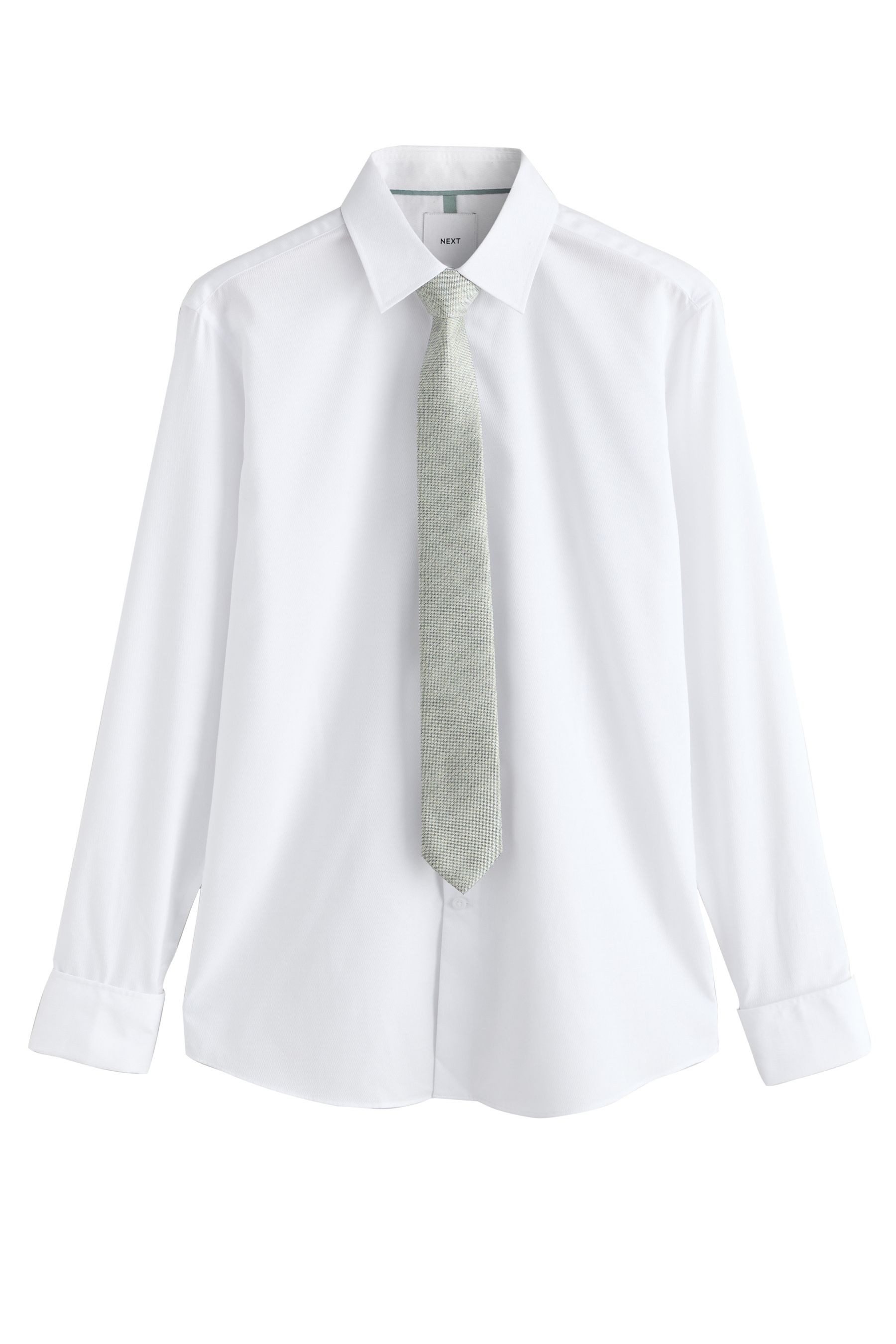 Langarmhemd Slim Fit Hemd, Krawatte, Tuch + Manschettenknöpfe