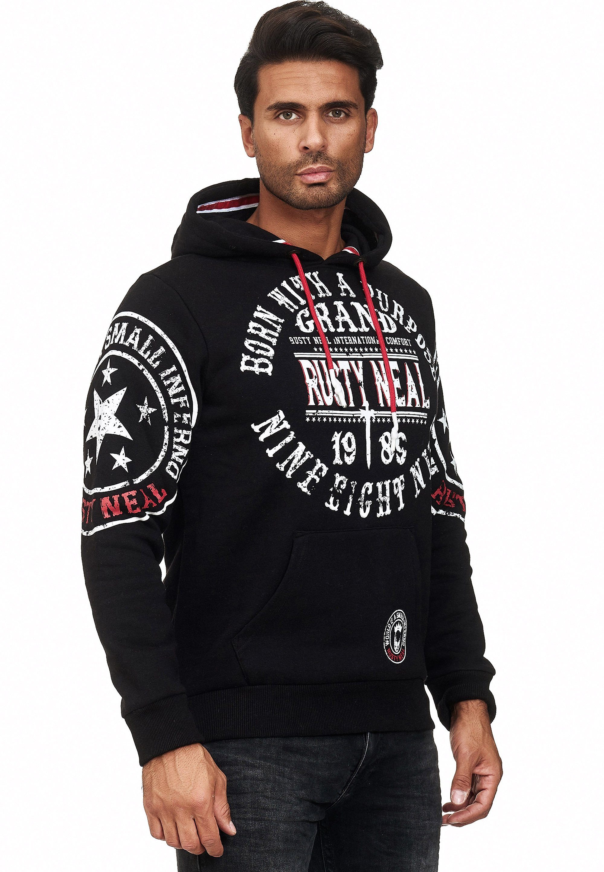 Rusty Neal Kapuzensweatshirt mit coolen Markenprints günstig online kaufen