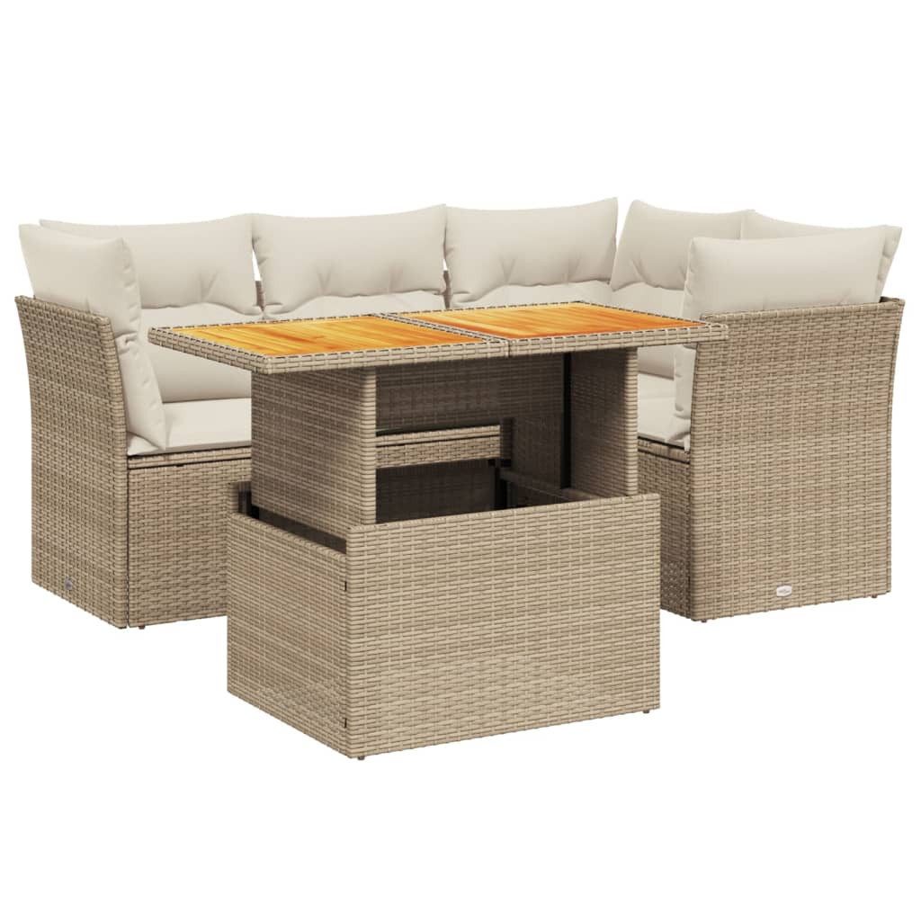 vidaXL Gartenlounge-Set 5-tlg. Garten-Sofagarnitur mit Kissen günstig online kaufen