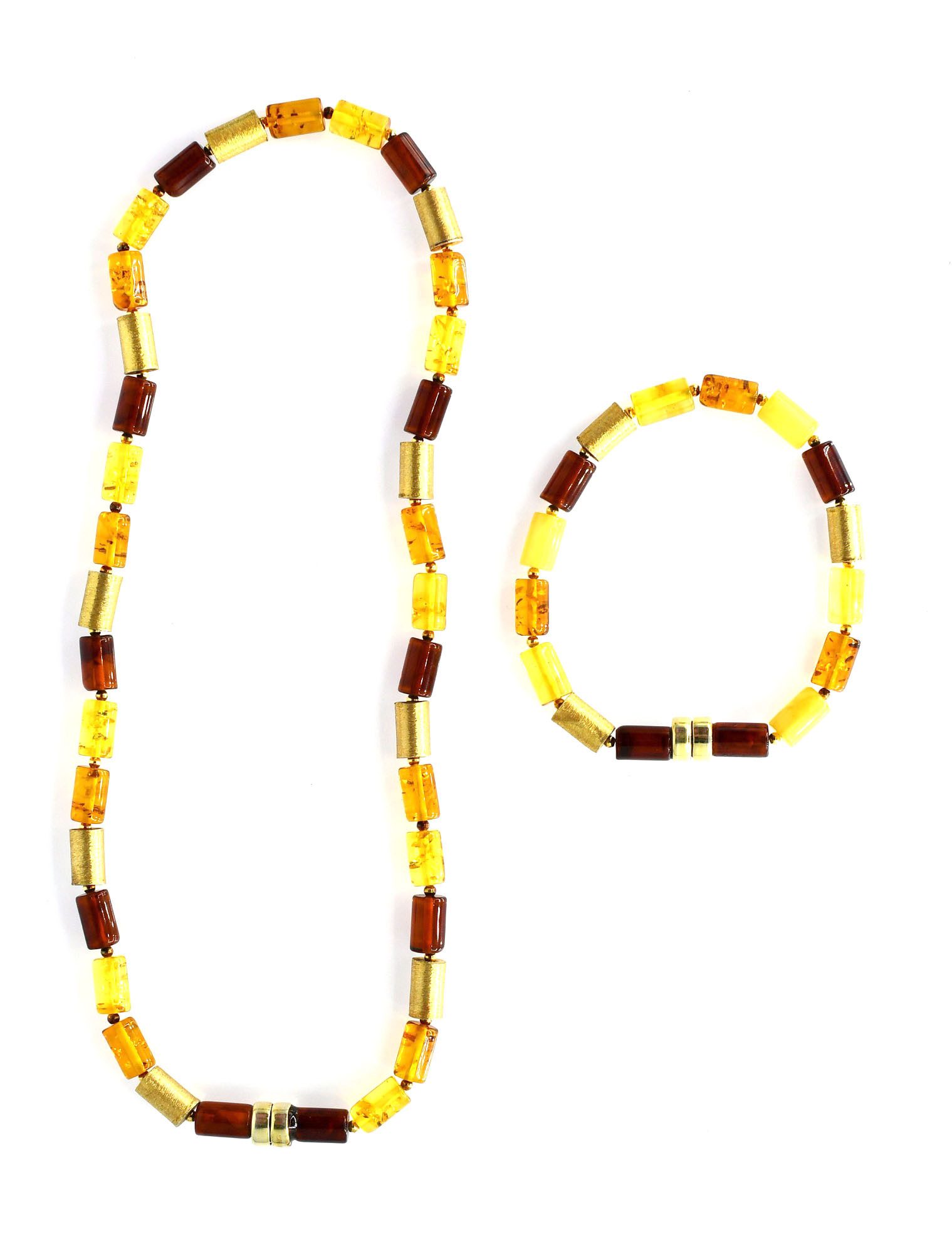 MyBer® Schmuckset Pendant Kette Halskette und Armband Set Bernsteinset (BErnsteine in verschiedenen arben, 2-tlg., PMBER51), Ostsee Bernstein, echte Handarbeit, Magnetverschluß