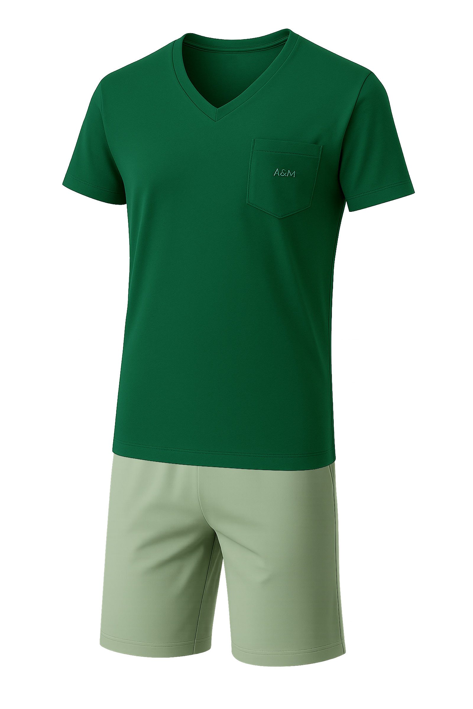 AM Legend Pyjama AM Legend Pyjama Shorty Schlafanzug Kurzarm T-Shirt + Hose (Shorty + Oberteil, 2 tlg)