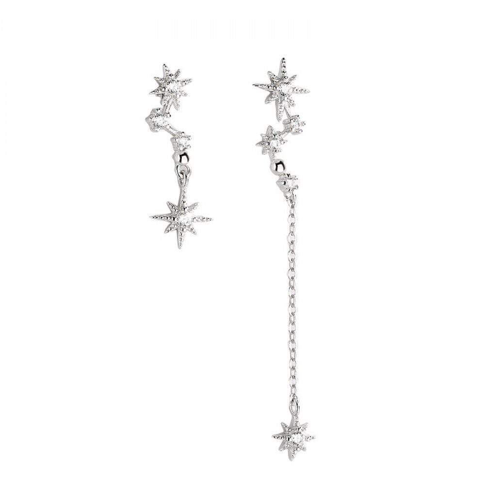 Invanter Paar Ohrhänger S925 Silber Ohrstecker Weibliche Diamant Sechs Punkt Stern Ohrringe, inkl.Geschenkbo