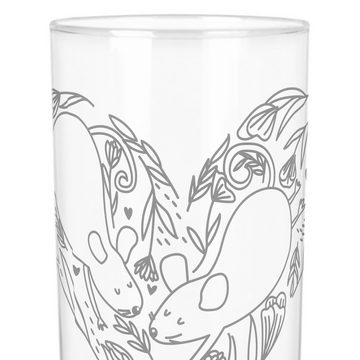 Mr. & Mrs. Panda Glas 200 ml Mäuse Herz - Transparent - Geschenk, Trinkglas mit Gravur, Ver, Premium Glas, Liebevolle Gravur