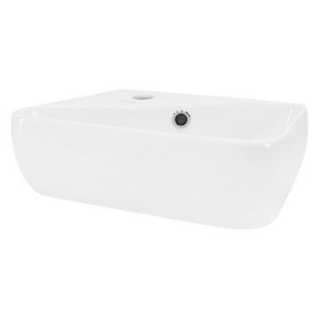 ML-DESIGN Waschbecken Aufsatzwaschbecken aus Keramik für Badezimmer/Gäste-WC, Keramik Weiß 45x27x13cm Eckig inkl. Ablaufgarnitur mit Überlauf
