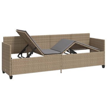 vidaXL Gartenliege Sonnenliege mit Kissen Beige Poly Rattan, 1 St.