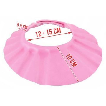 ISO TRADE Duschhaube Duschhaube Kinder rosa (Duschen, 1 St), Verstellbar 13-15 cm Ohr- und Augenschutz Universal