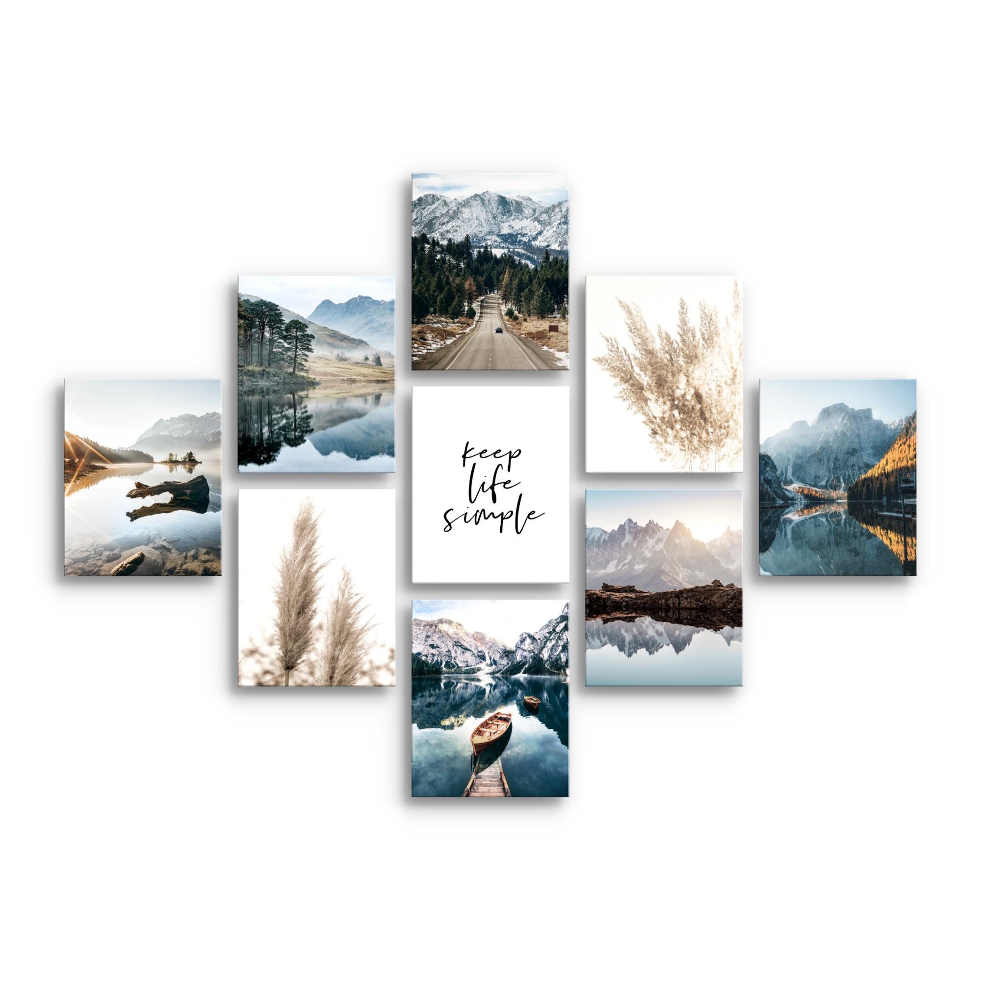 Novart Wandbild Natur Landschaft KOMPLETT AUFHÄNGFERTIG See Berge, Landscha günstig online kaufen