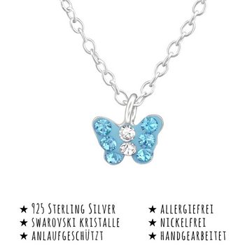 Monkimau Kette mit Anhänger Kinder Kette Schmetterling Anhänger Halskette 925 Silber (Packung), mit Swarovski Kristallen