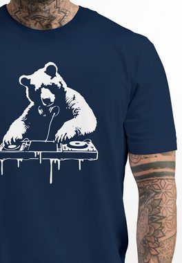 Neverless Print-Shirt Herren T-Shirt mit Print Bär als Techno DJ Rave Festival Outfit mit Print