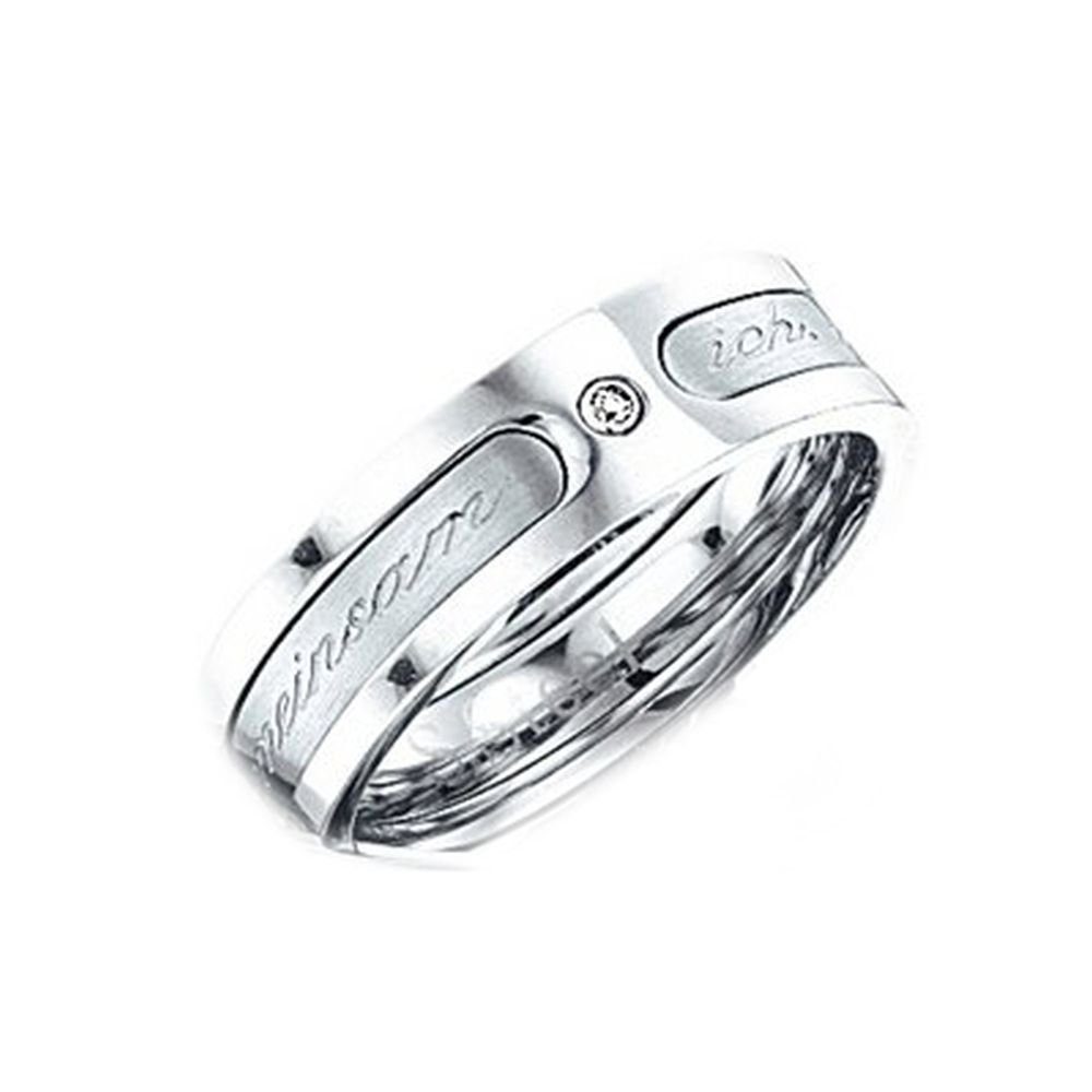 Vivance Partnerring mit Gravur Classic Ring aus Edelstahl mit einem Zirkonia Stein