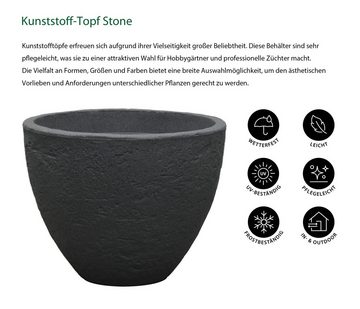 Dehner Blumentopf Pflanztopf Stone, Ø 40/50 cm, Höhe ca. 31/39 cm, robust und leicht, Blumentopf für drinnen und draußen