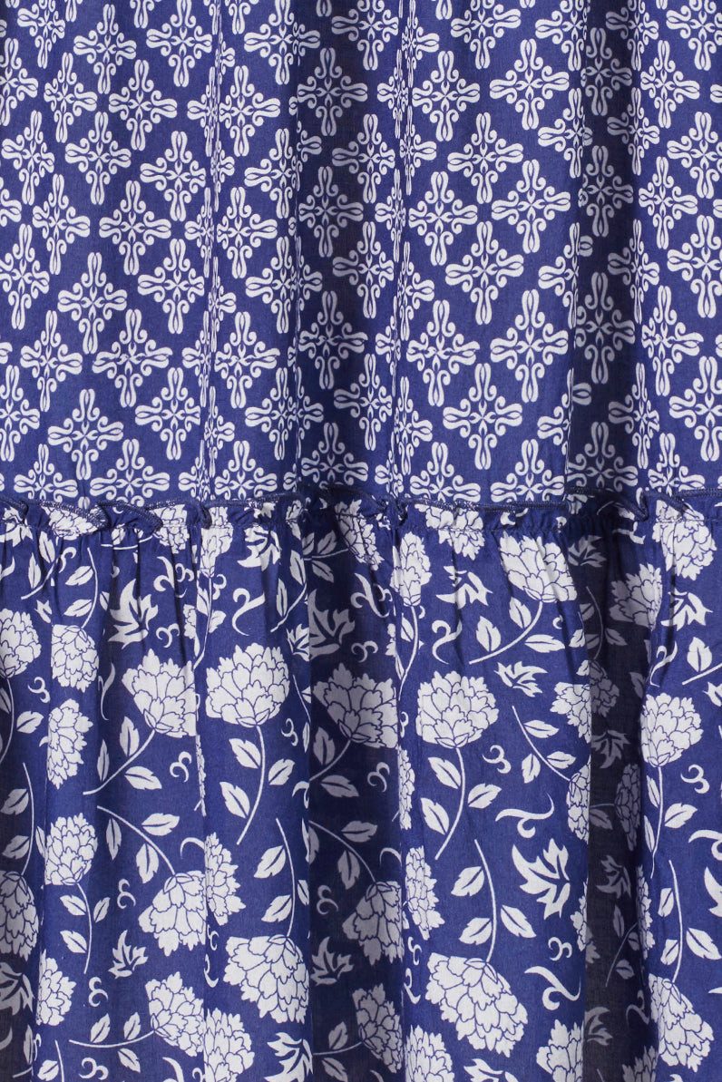 Himalaya Clothing Sommerkleid Kleid Damen aus fließender Viskose - Blumenkleid mit Pufferärmeln Leichtes Tunika Kleid mit floralem Patchwork