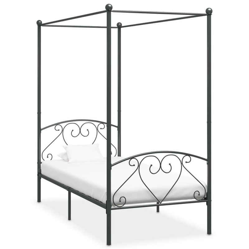 vidaXL Bett Himmelbett-Gestell Grau Metall 90 x 200 cm