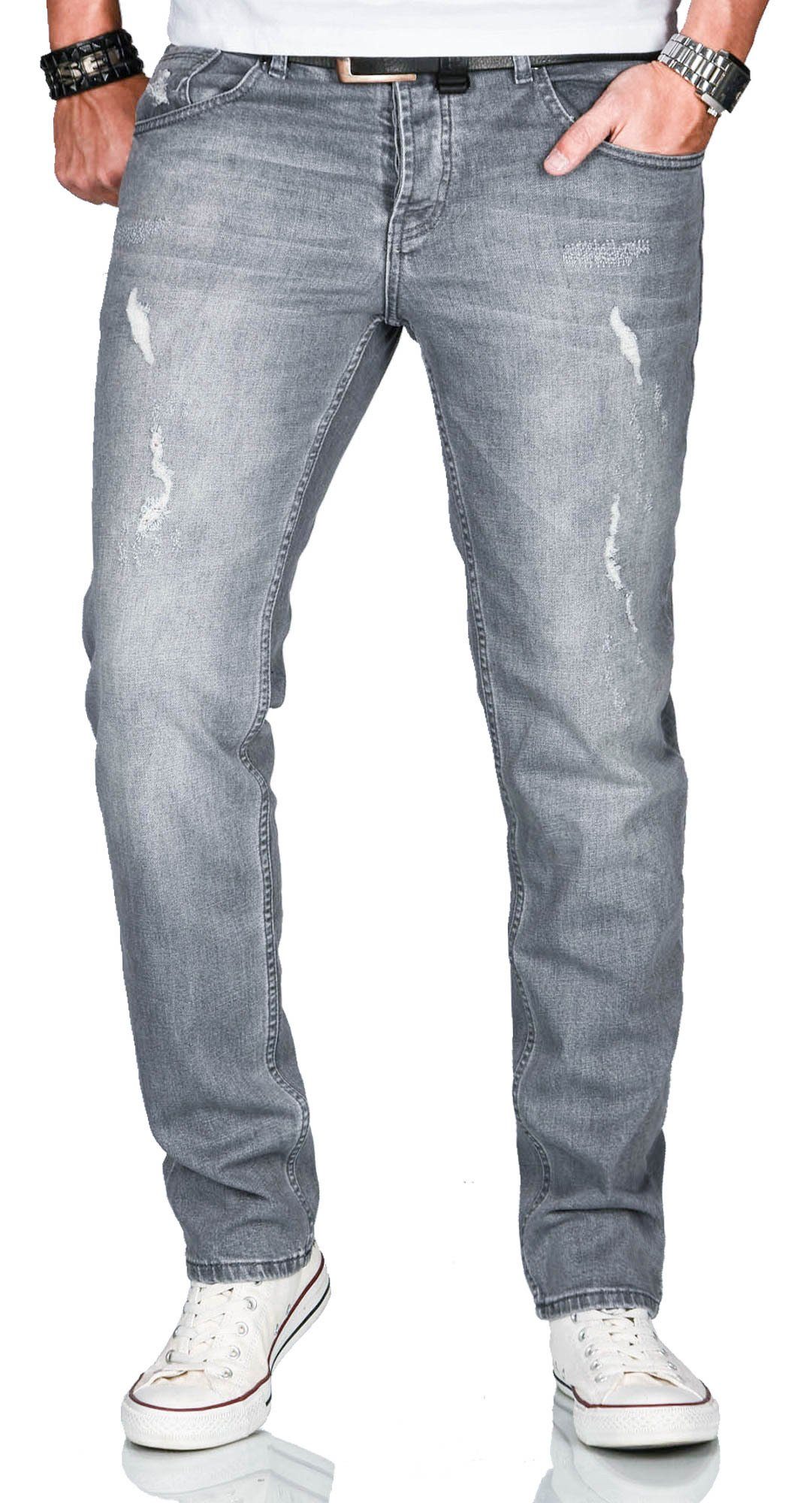 Alessandro Salvarini Slim-fit-Jeans ASCatania mit used look Effekt und mit 2% Elasthan AS-164 - Grau Used