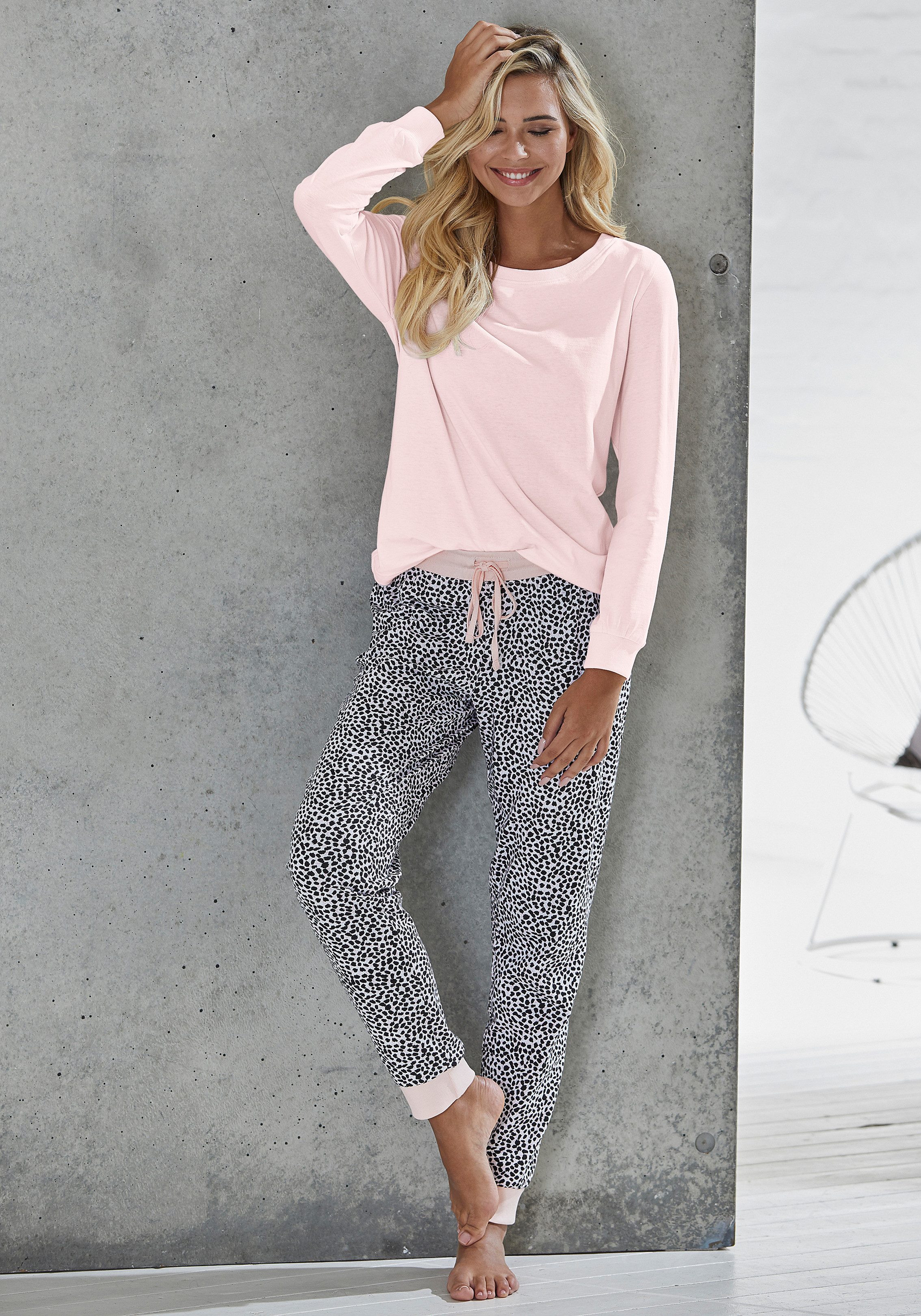Vivance Dreams by Lascana Pyjamaoberteil mit Rippbündchen