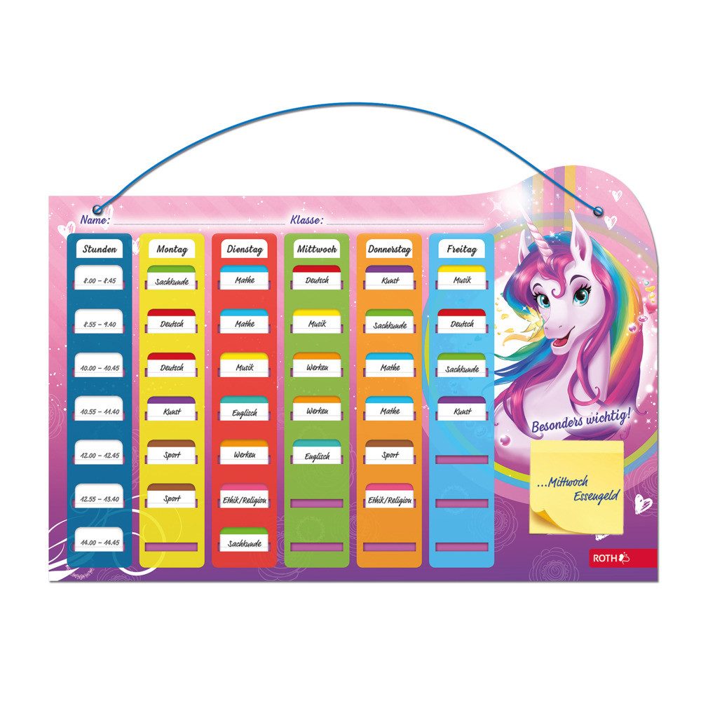 Roth Schülerkalender Roth Stundenplan Einhorn SteckFix DIN A3