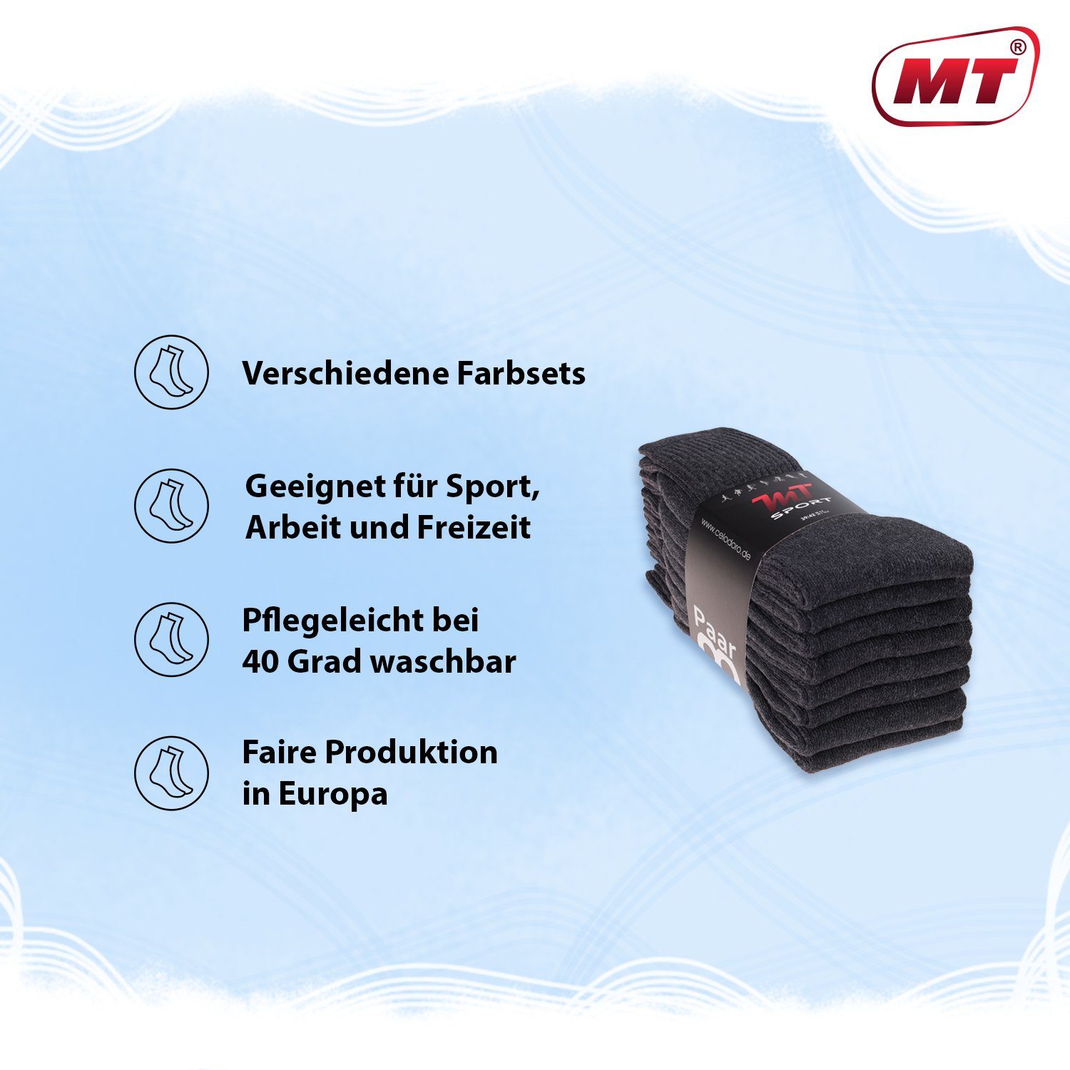 MT Tennissocken 8 Paar, 16 Paar Tennissocken für Damen & Herren (8-Paar)
