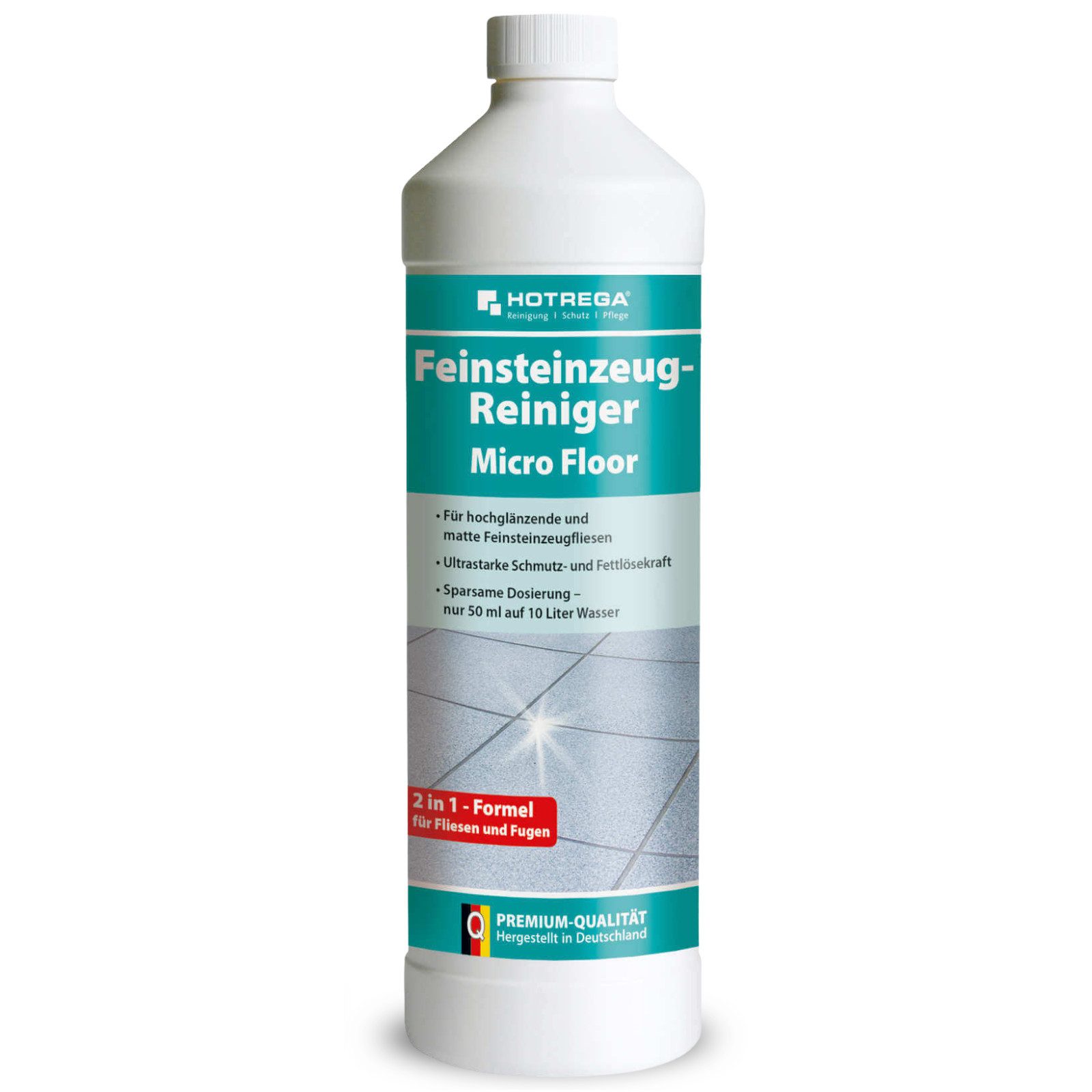 HOTREGA® Feinsteinzeug Reiniger MicroFloor Fliesenreiniger Feinsteinfliese 1L Fussbodenreiniger