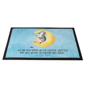 Fußmatte Pinguin Mond - Eisblau - Geschenk, Schmutzfänger, Pinguine, Angel, Sc, Mr. & Mrs. Panda, Höhe: 0.6 mm