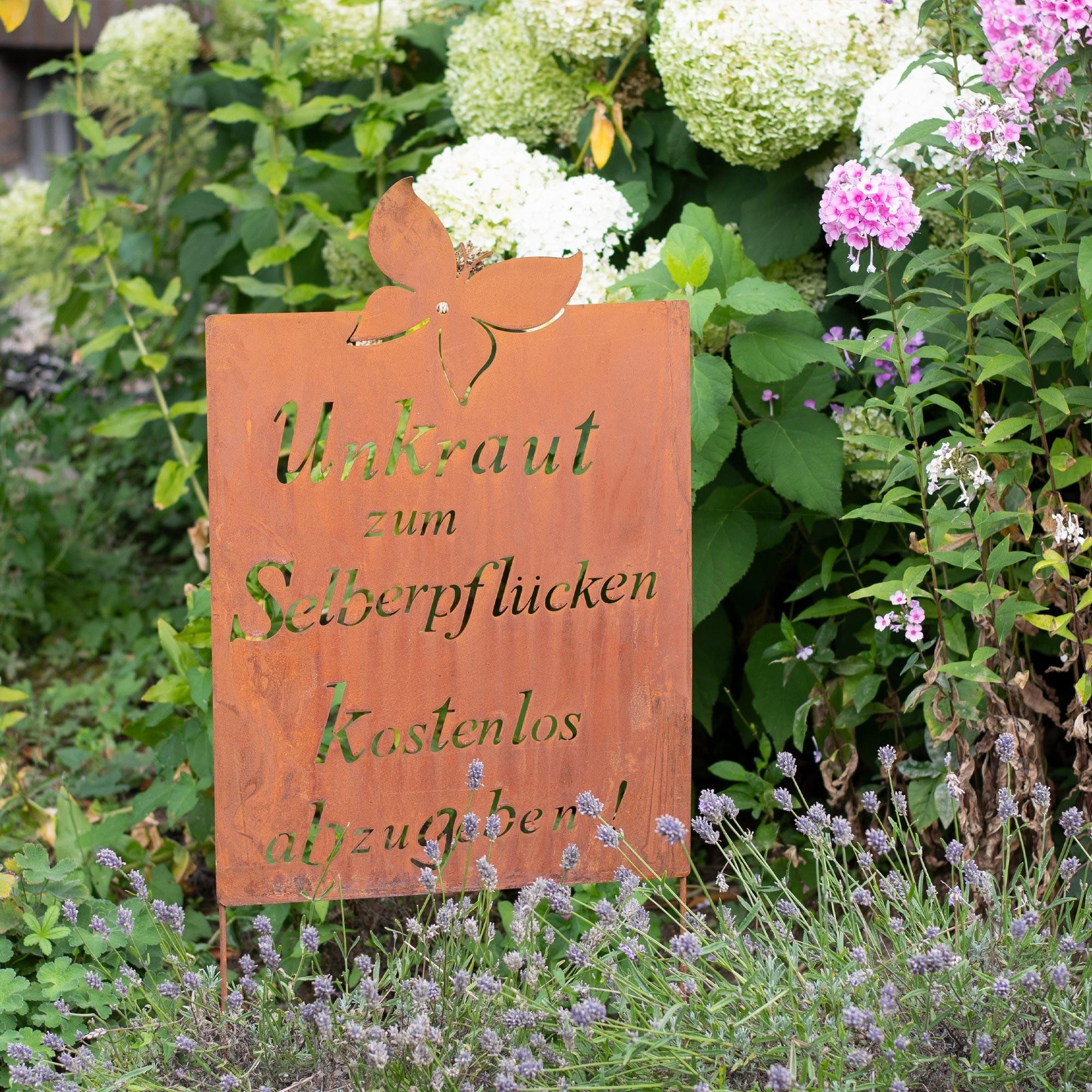 UNUS GARDEN Gartenstecker Roststecker Schild Spruch Unkraut (1-St)