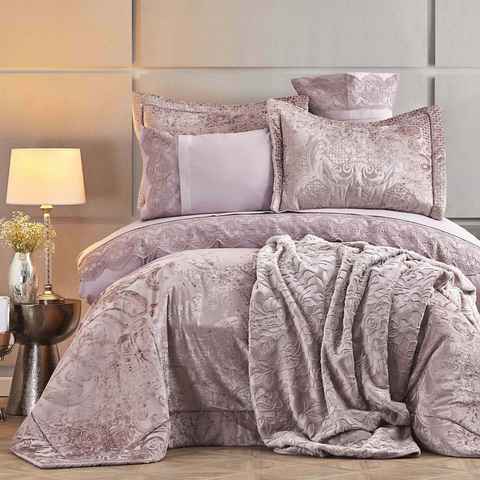 Bettwäsche Karaca Home Valeria Best 8 Teiliges Mitgift-Set Altrosa, Bettbezug mit Rüschen, Soft spanische Decke, Oberbett für Winter, Flexible, Stilvollen Mustern, Komfort, Karaca Home