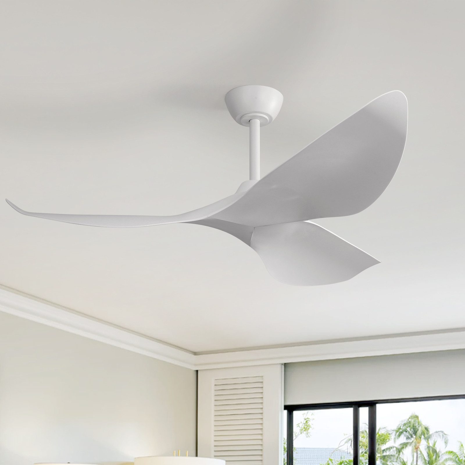 Sofucor Deckenventilator ohne Licht, mit Fernbedienung, 3 ABS-Flügel, DC, 132cm, Timer 6 Geschwindigkeiten Sommer und Winter einstellbare