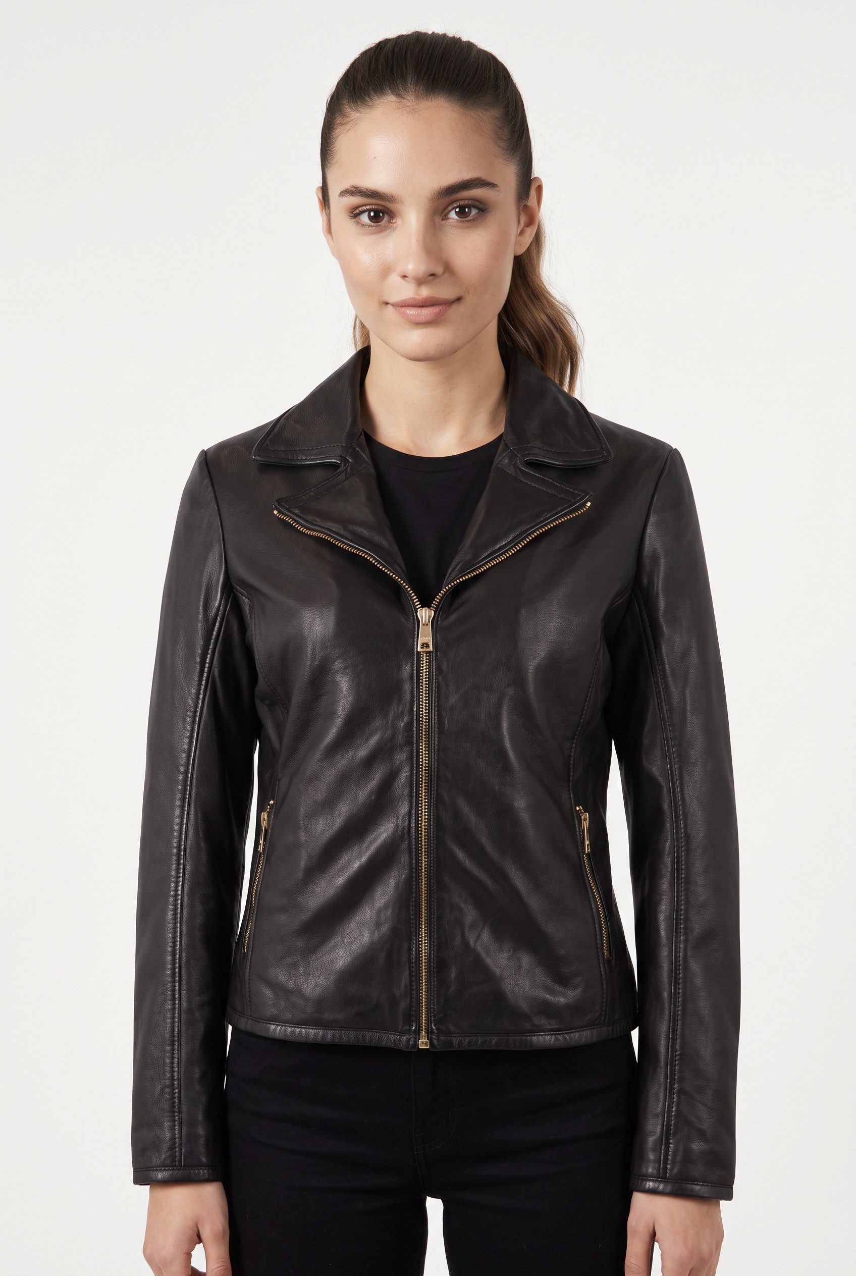 Mauritius Lederjacke MWZoraya mit seitlichen Stretch-Einsätzen