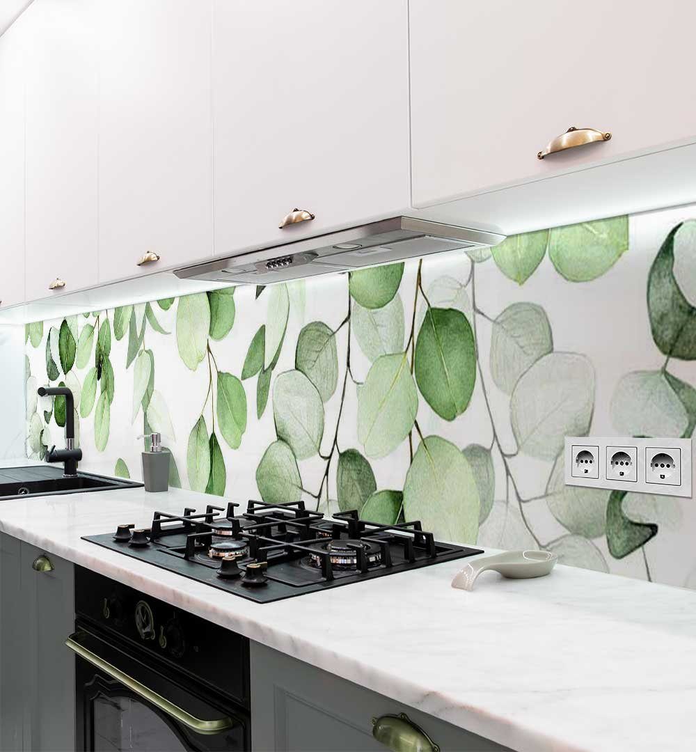MyMaxxi Küchenrückwand Küchenrückwand selbstklebend Eukalyptus Blätter Spritzschutz Folie, (Klebefolie passend geschnitten und gerollt B 60 cm x H 60 cm), Eukaliptus Blätter B 60 cm x H 60 cm