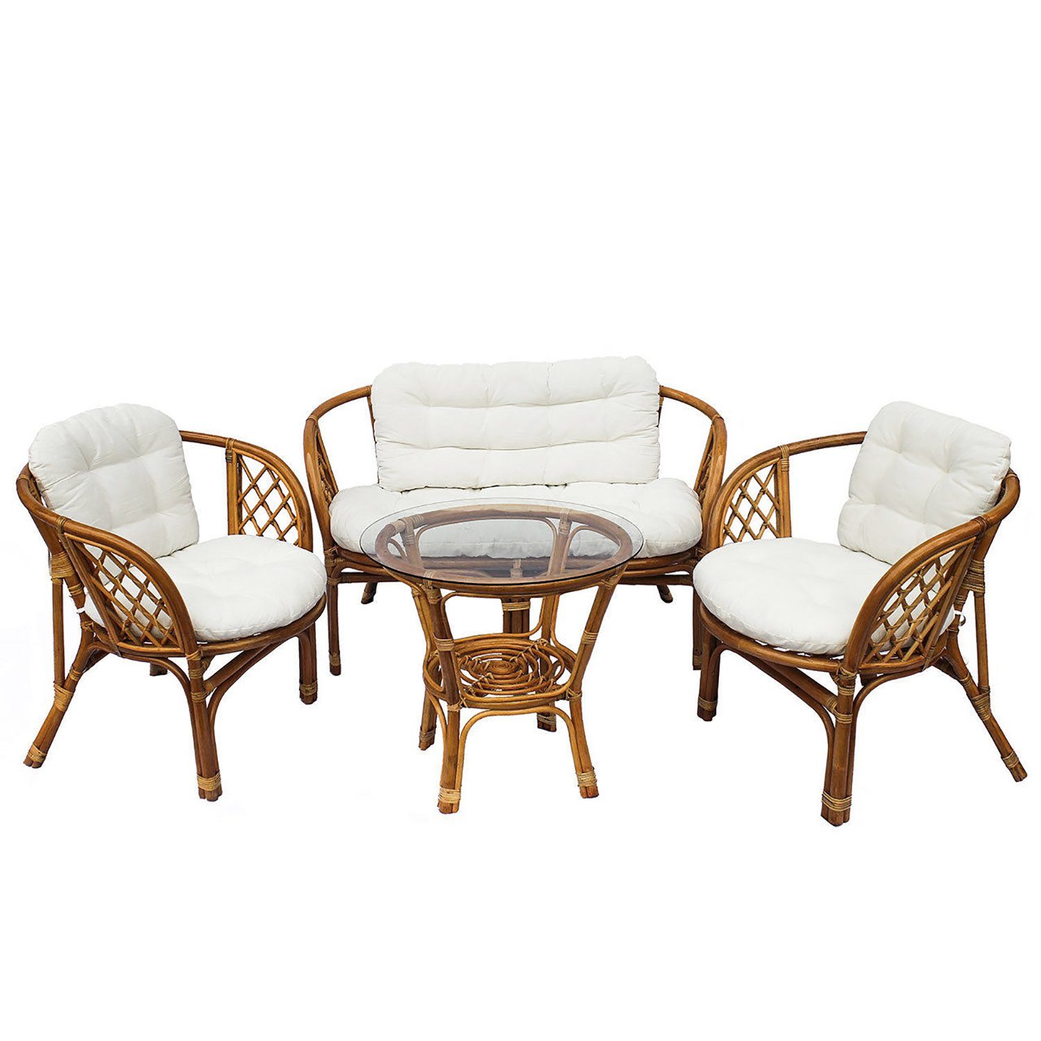 Mojawo Essgruppe Garten- Sitzgruppe Rattan Bahama 10-tlg natur