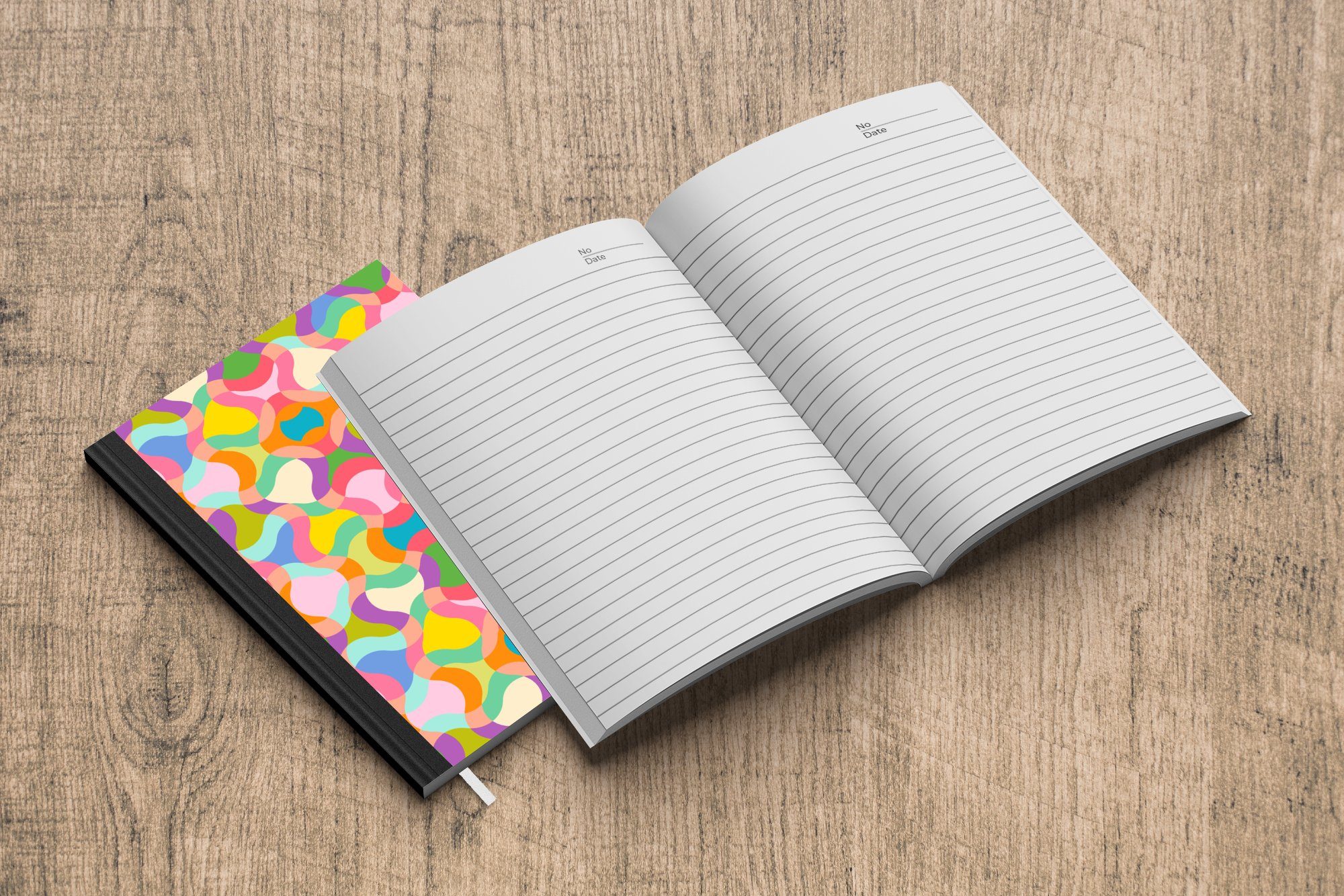 Farben Tagebuch, 98 Notizheft, - MuchoWow - A5, Design Merkzettel, Seiten, Haushaltsbuch - Journal, Abstrakt Retro, Notizbuch