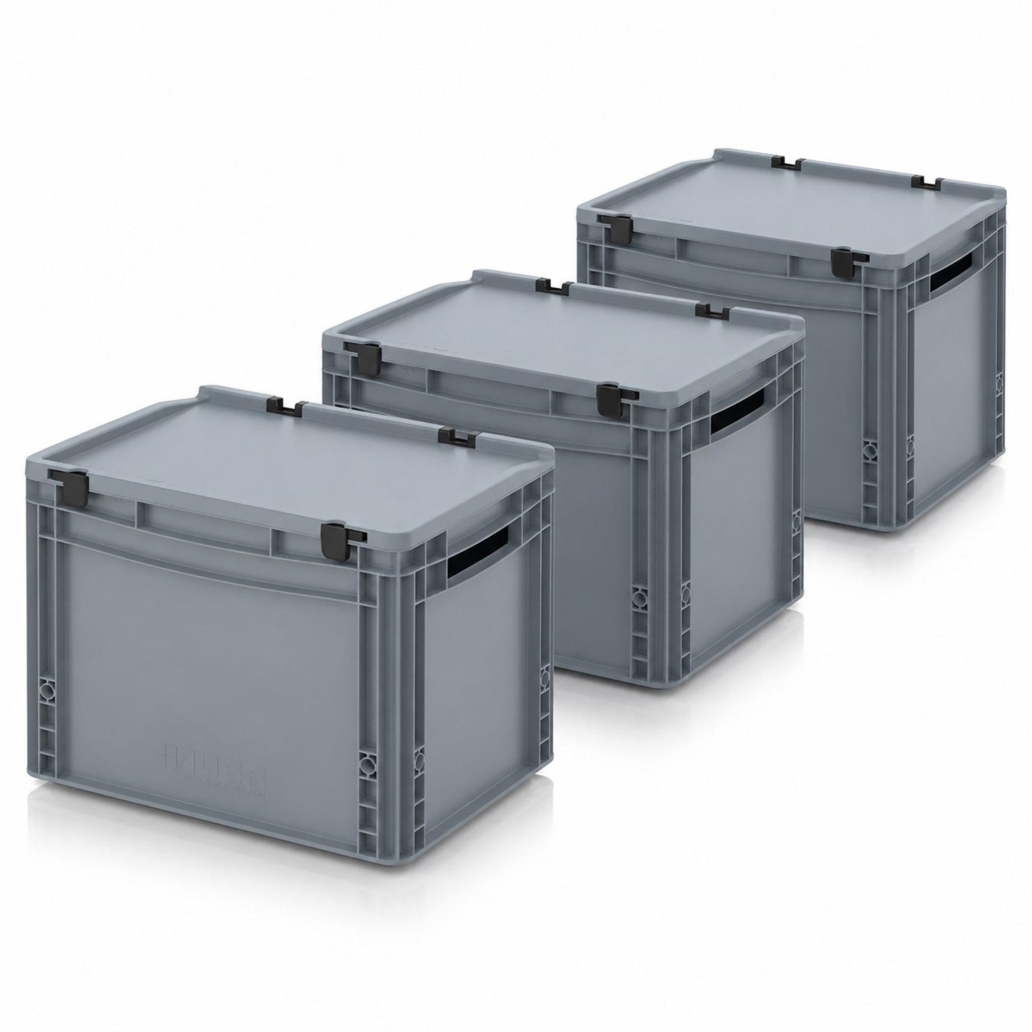 AUER Packaging GmbH Transportbehälter 3 X AUER Eurobehälter mit Schanierdeckel ED 43/32, 40 x 30 x 33,5 cm, (3-St), stapelbar