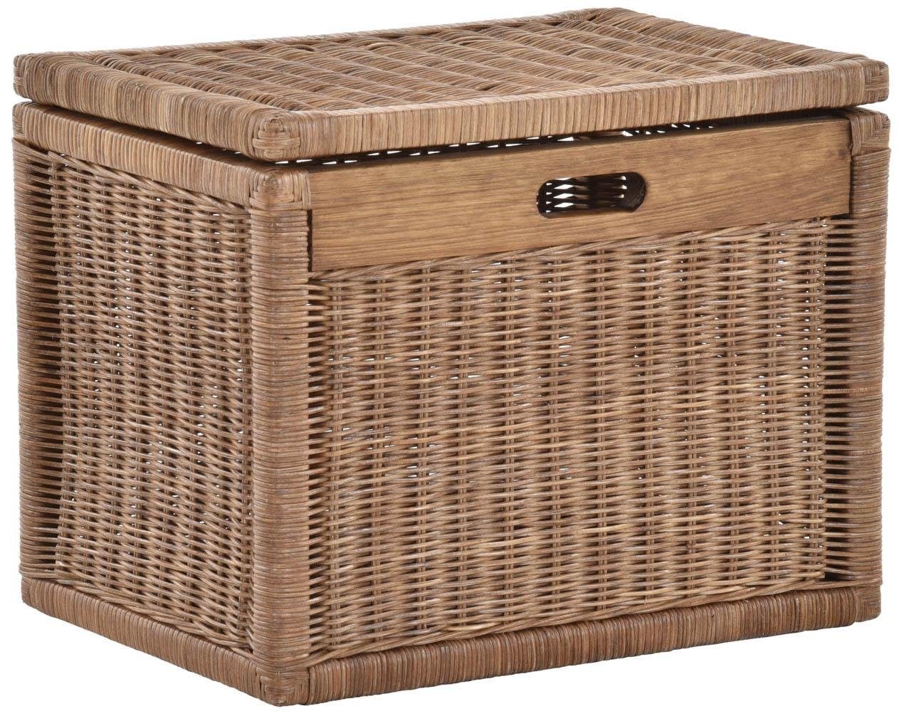 Krines Home Aufbewahrungskorb Hoher Korb mit Deckel Rattan geflochten Regalkorb Aufbewahrungsbox, Mit Inlett