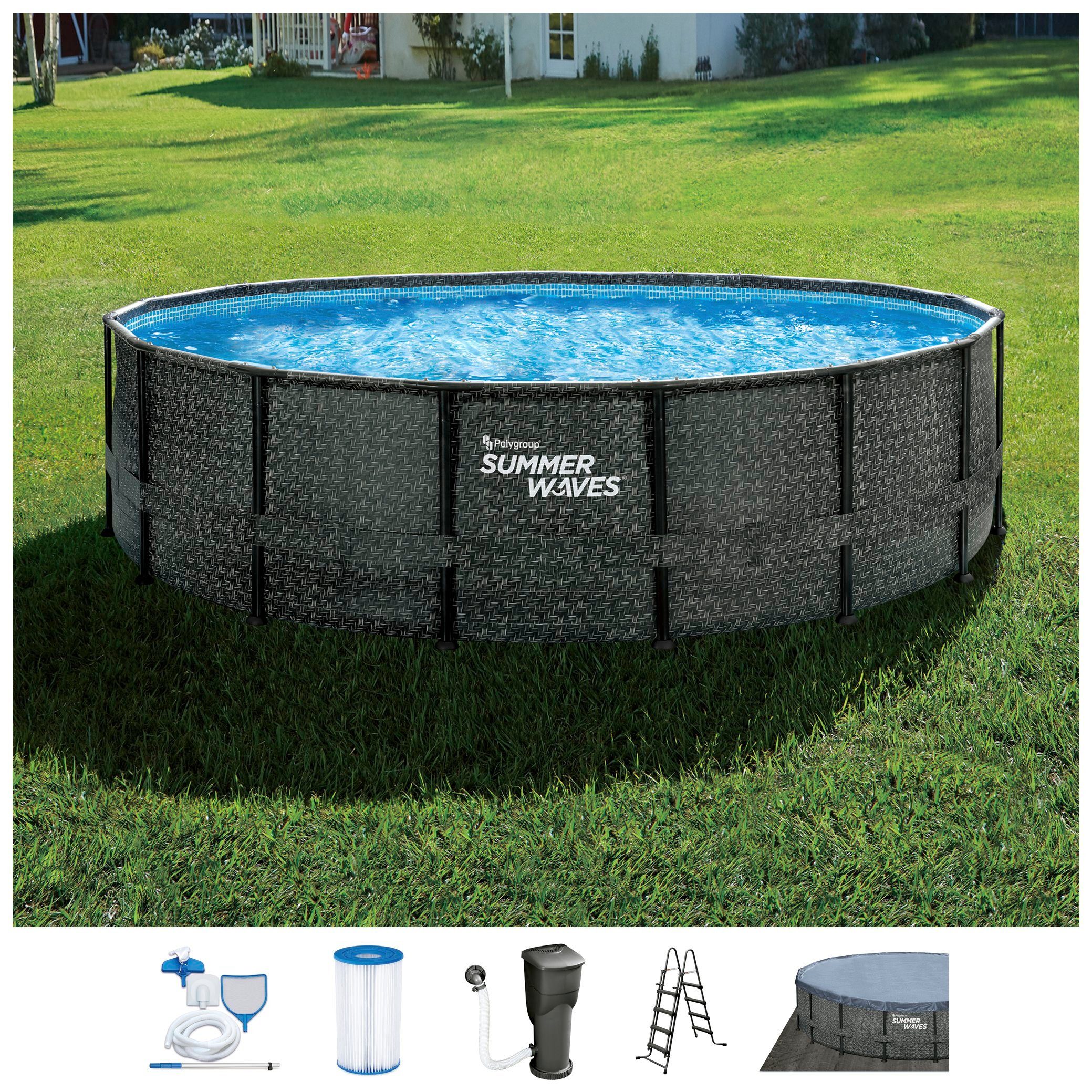 SummerWaves Framepool Elite (Set, 7-tlg), ØxH: 488x122 cm