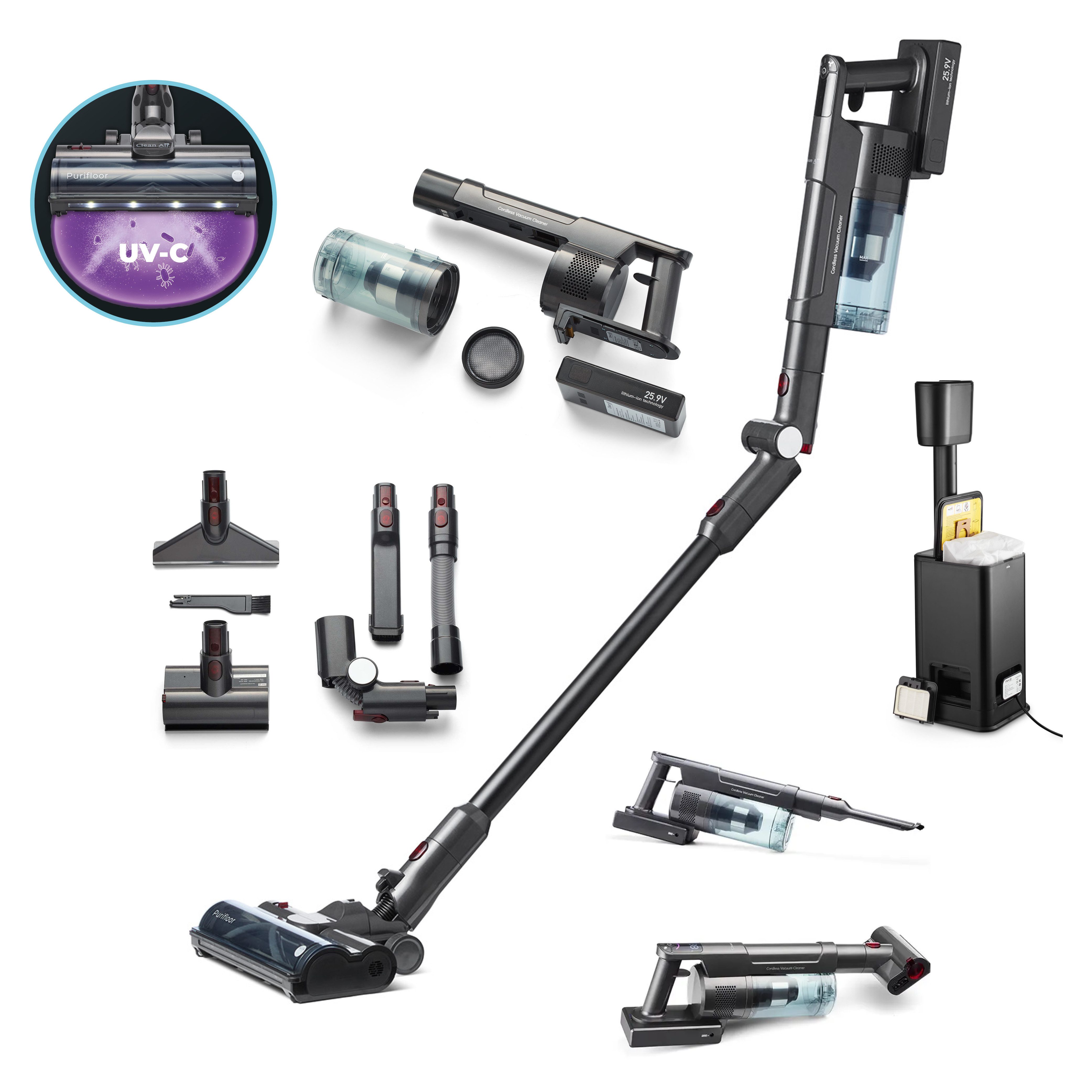 Clean Air Optima Akku-Hand-und Stielstaubsauger Purifloor Vertica Dock, 420 W