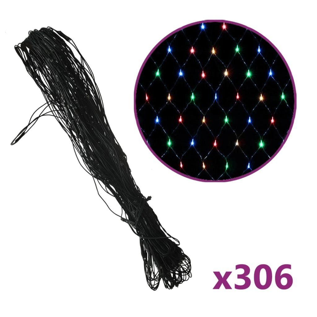 vidaXL Lichterkette NA Weihnachts-Lichternetz Mehrfarbig 3x3 m 306 LEDs Indoor Outdoor