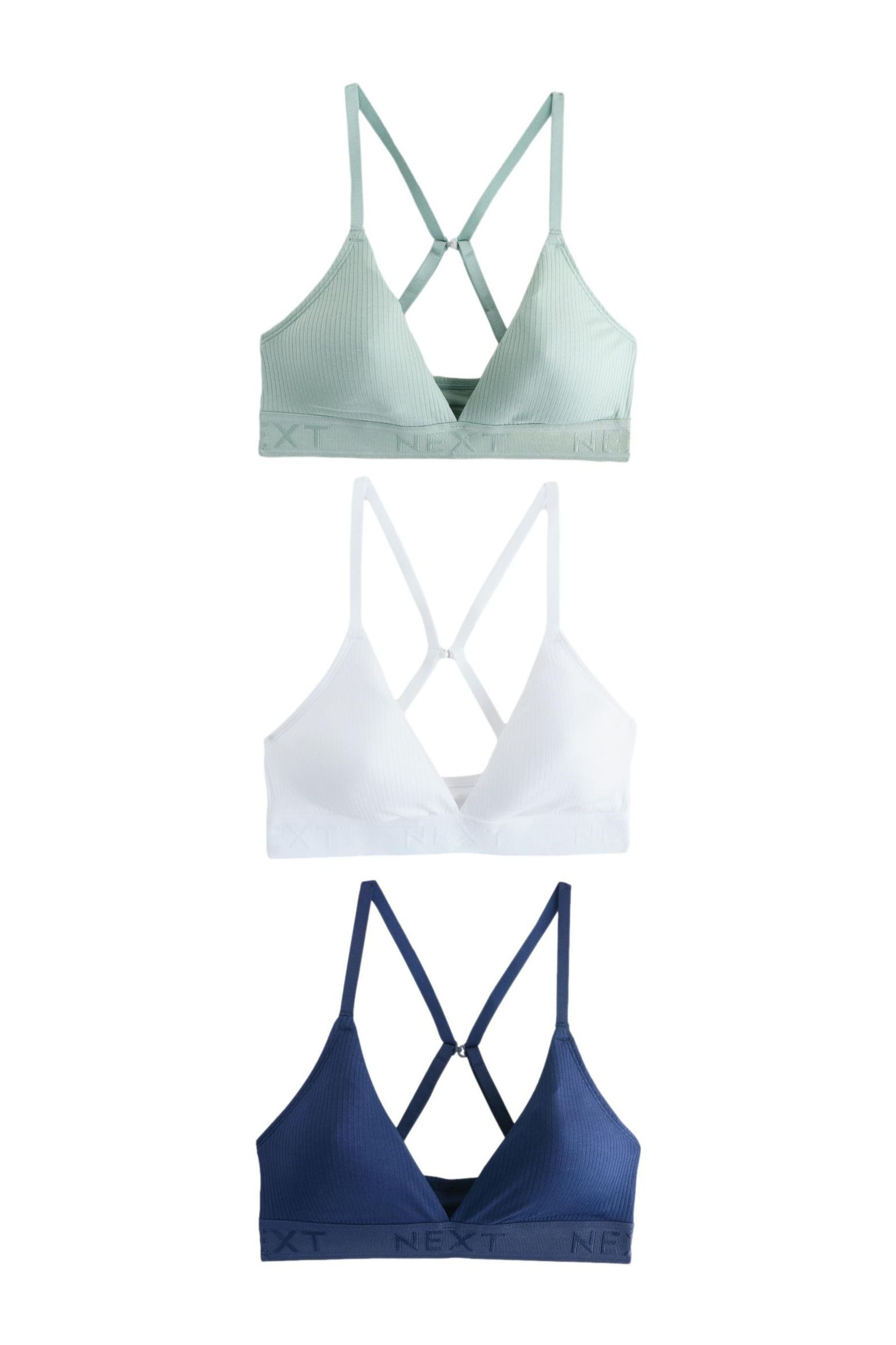 Next Bralette Gerippte Bustiers mit Logo aus Baumwolle, 3er-Pack (3-tlg)
