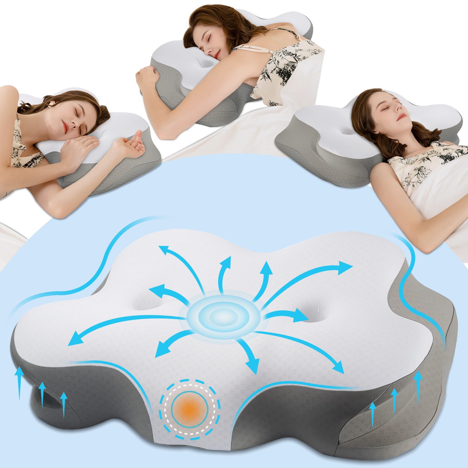 Schönheitskissen Nackenstützkissen, Kopfkissen Memory Foam, Kissen Seitenschläferkissen