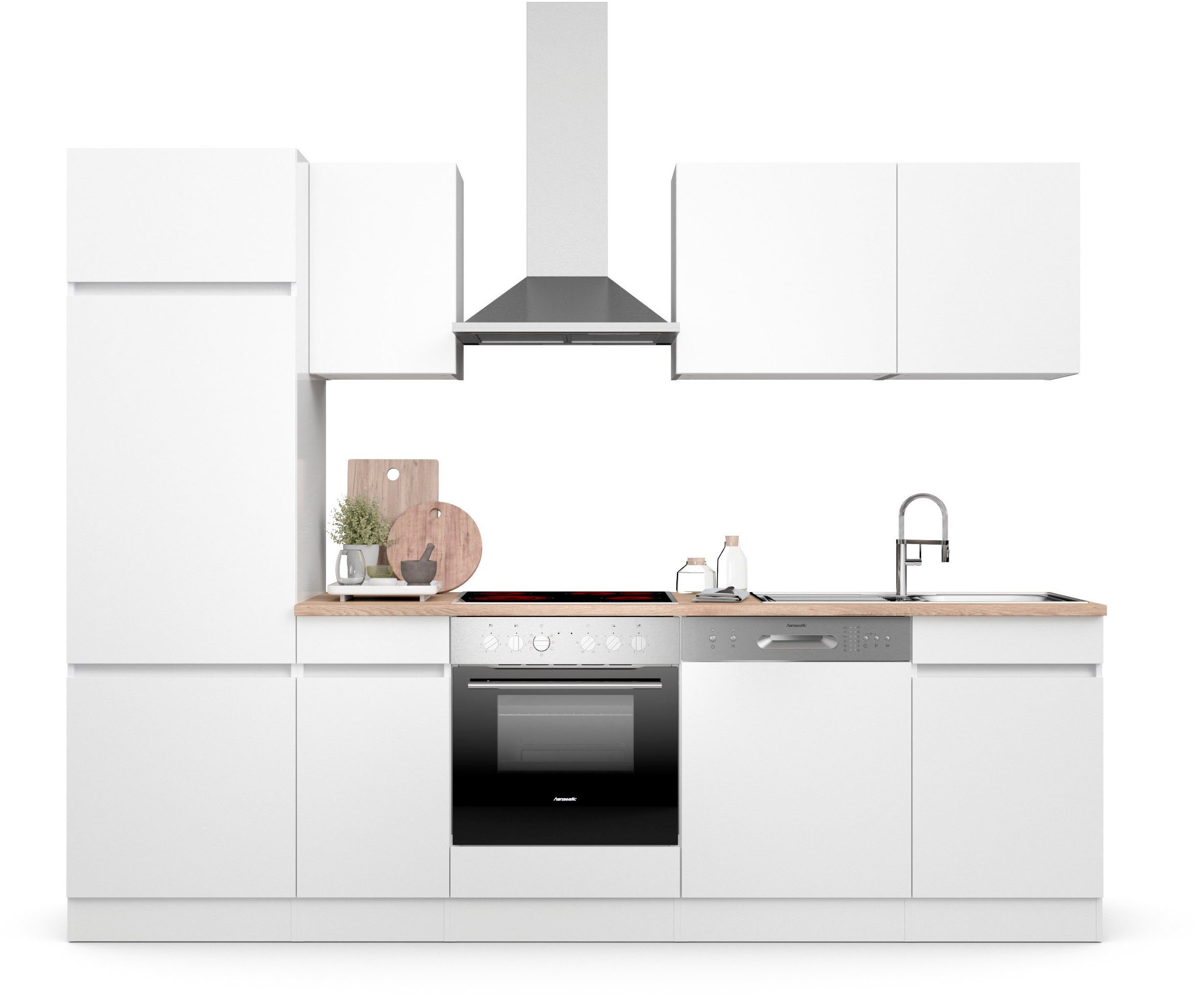 OPTIFIT Küche Safeli, Breite 270 cm, wahlweise mit oder ohne Hanseatic-E- Geräte, Oberschränke mit Push-to-open Funktion
