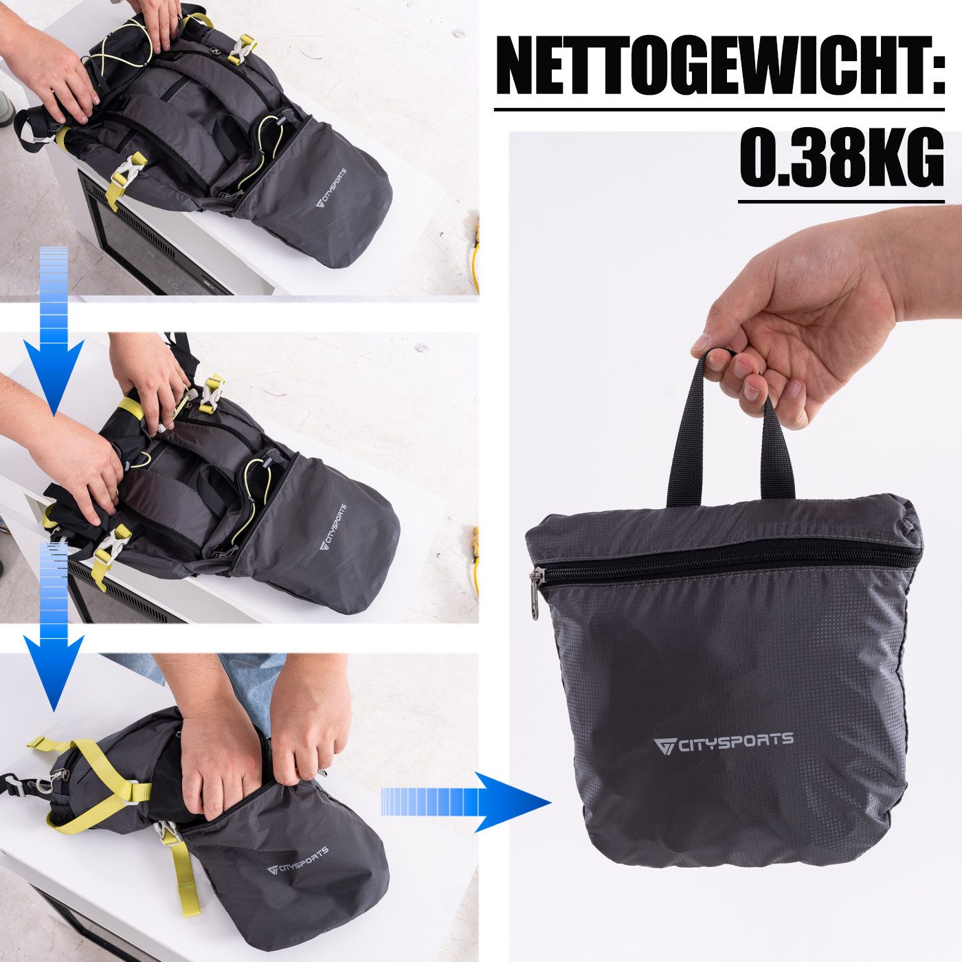 CITYSPORTS Wanderrucksack Rucksack mit Rückenbelüftung Trekkingrucksack Sports packback, aus atmungsaktivem Camping Rucksack Fahrradrucksack, Sportrucksack