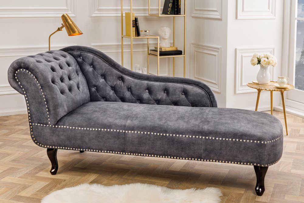 Recamiere CHESTERFIELD 170cm grau / dunkelbraun