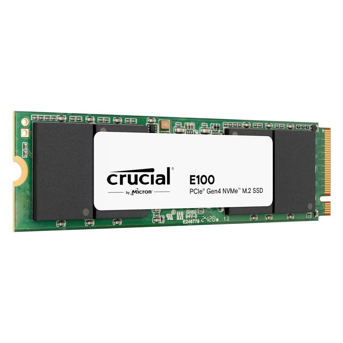 Crucial E100 1TB NVMe SSD Gen4 M.2 1000GB interne SSD (1 TB) M.2" 5000 MB/S Lesegeschwindigkeit, 4500 MB/S Schreibgeschwindigkeit, SLC Cache, ECC, Thermal Protection, TRIM, NVMe Gen4