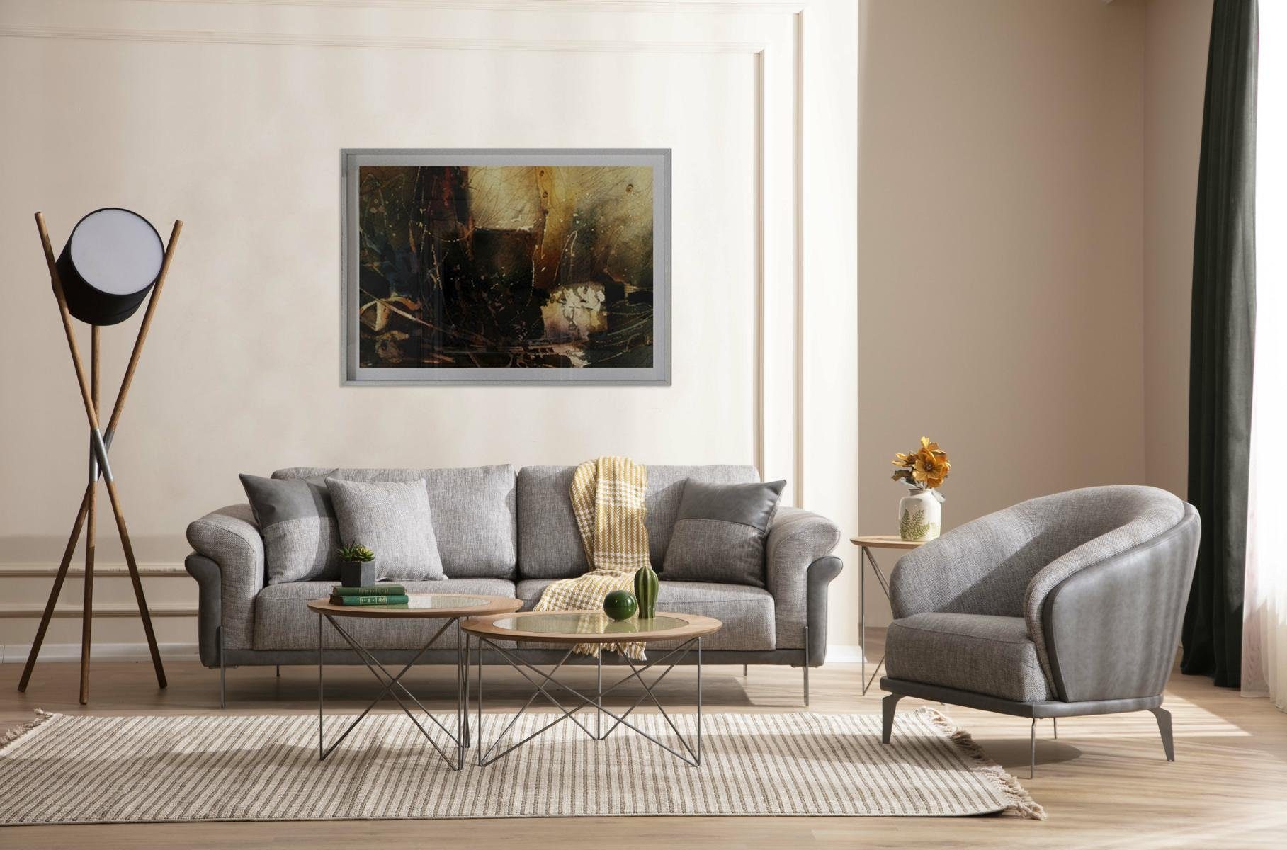 Couchtische Couchtisch, JVmoebel (4-St., 3+1 3+1 in 2x Wohnzimmer-Set Sofas +2x Sitzer Wohnzimmer Europe Ohne Beistelltisch), Sessel Modern Sitzer Sofa Set, Made