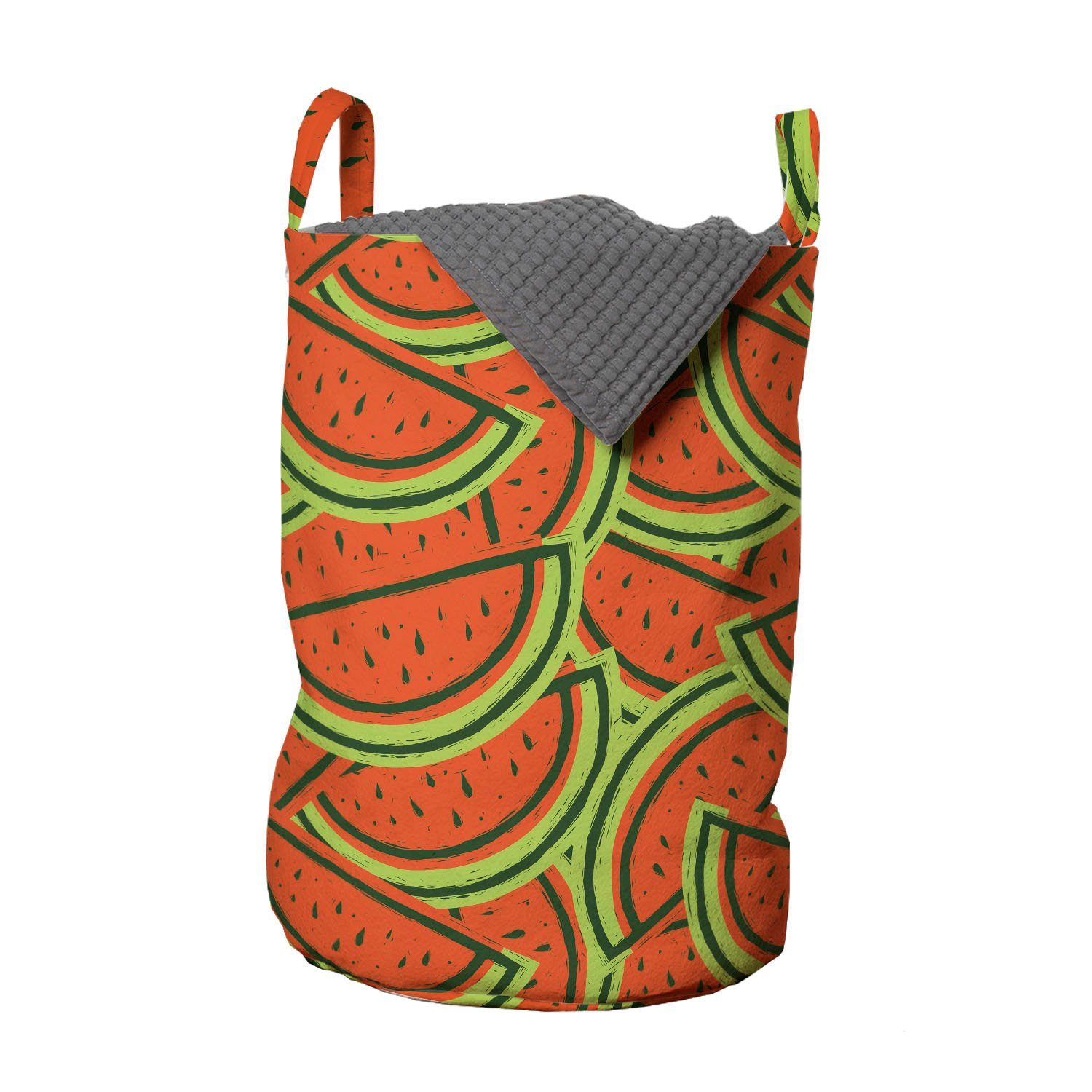 Abakuhaus Wäschesäckchen Melone Wäschekorb Waschsalons, Griffen Doodle Wassermelone-Scheibe Kordelzugverschluss für mit